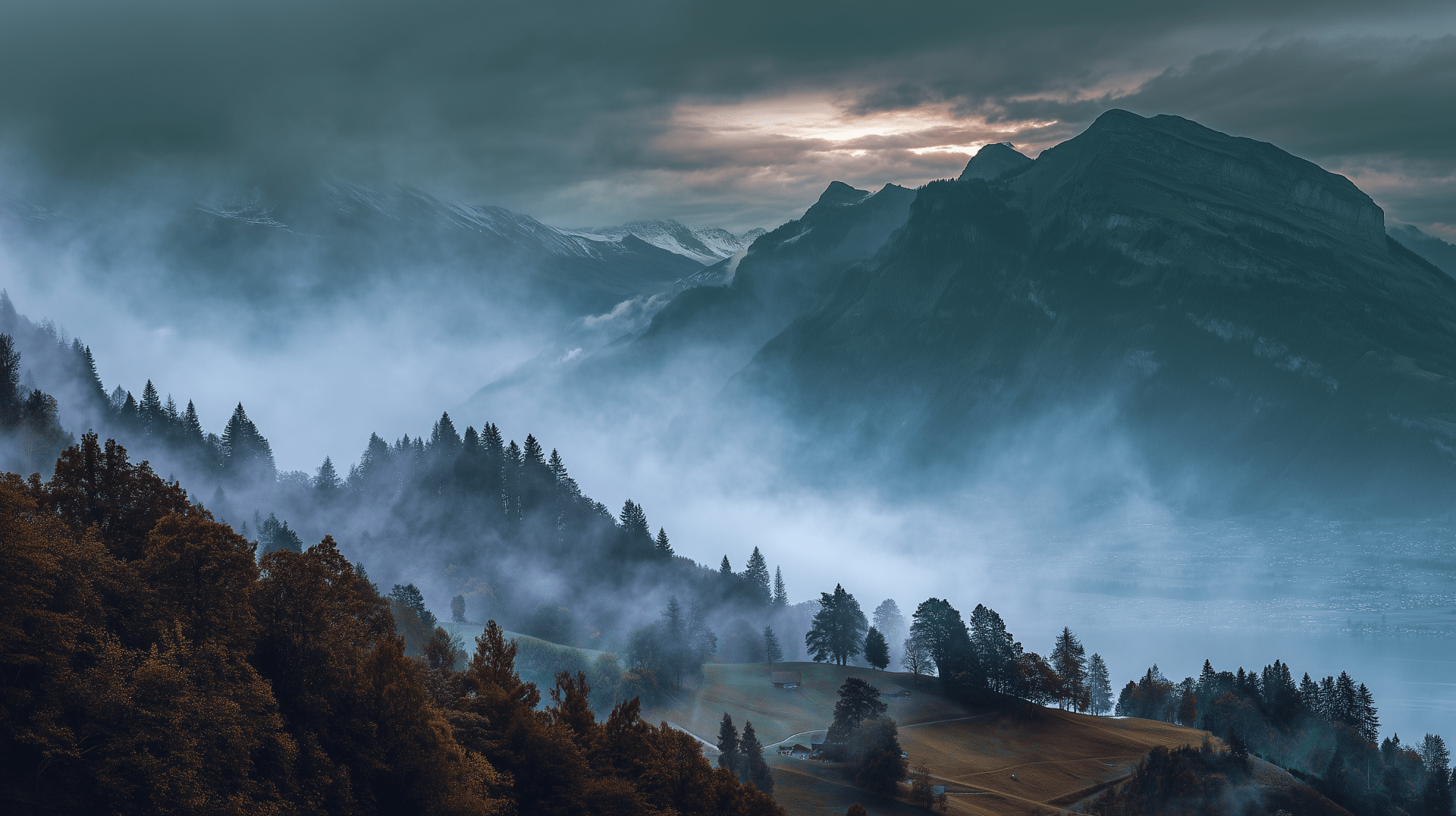 1920x1076 Foggy Mountain Landscape HD Wallpaper