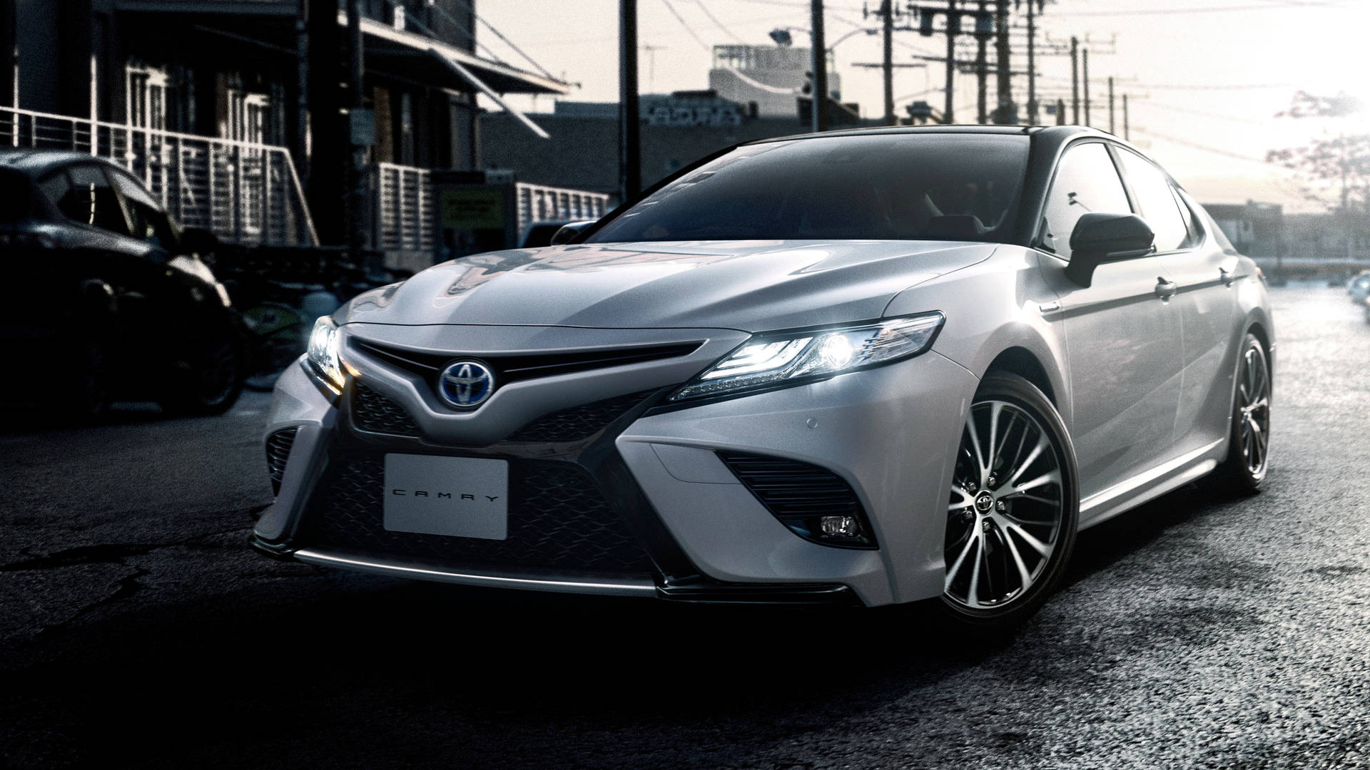 1920x1080 Download Parked White Camry Toyota 4K Wallpaper