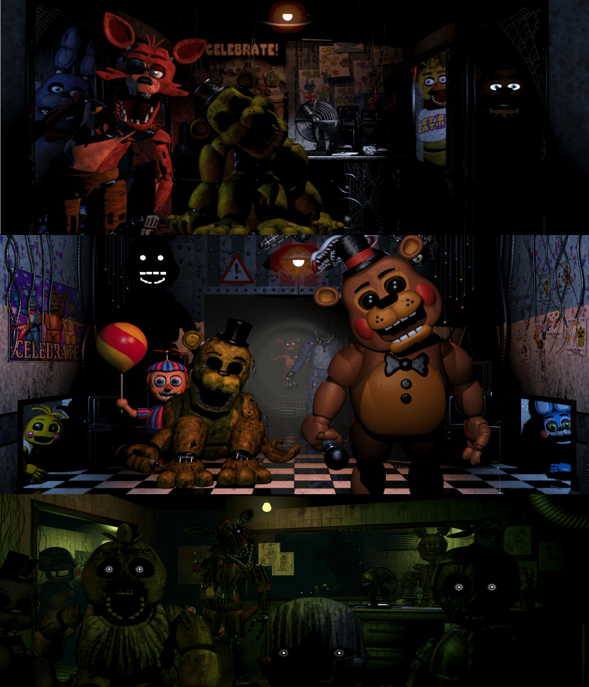 1200x1400 Edited FNaF 1 3 Offices To Fit (almost) All Animatronics. Did Them As Wallpaper A Few Years Back But Never Posted Here