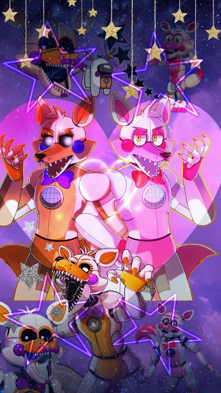 736x1308 Wallpaper five nights with freddy, fnaf, game, characters, animatronics, hearts, glitter, art, Art 4K by user4562535. Download wallpaper five nights with freddy, fnaf, game, characters, animatronics, hearts, glitter, art for free