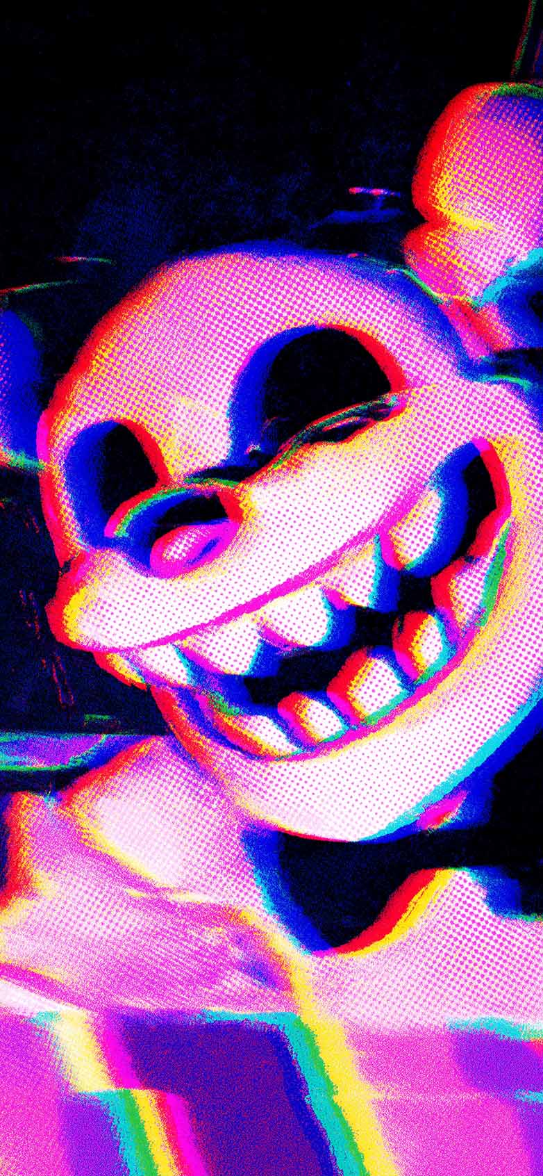 782x1692 Glitch FNAF Animatronics Smile Horror Vibe Wallpaper HD iPhone