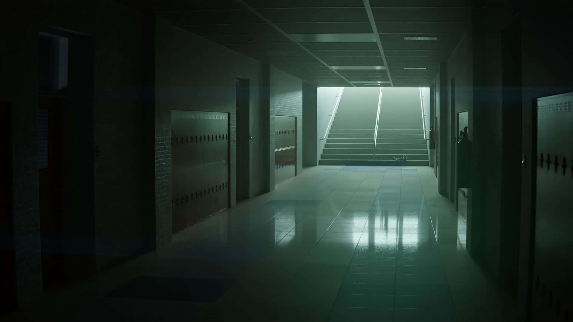 1920x1080 Download Eerie_ School_ Hallway_ Liminal_ Wallpaper