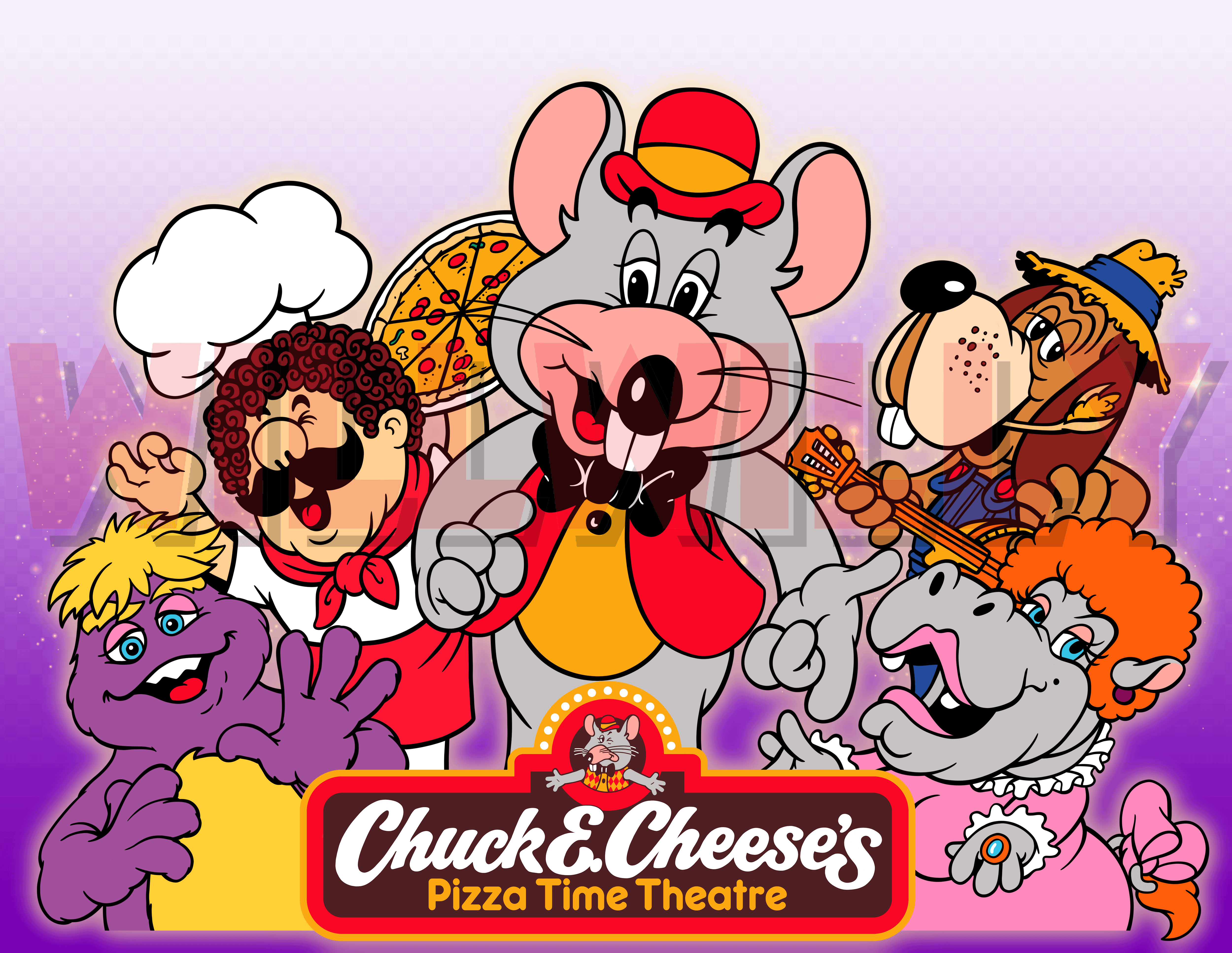 5000x3871 Chuck E. Cheese and the Pizza Time Players! [All art seen here created by Me!]
