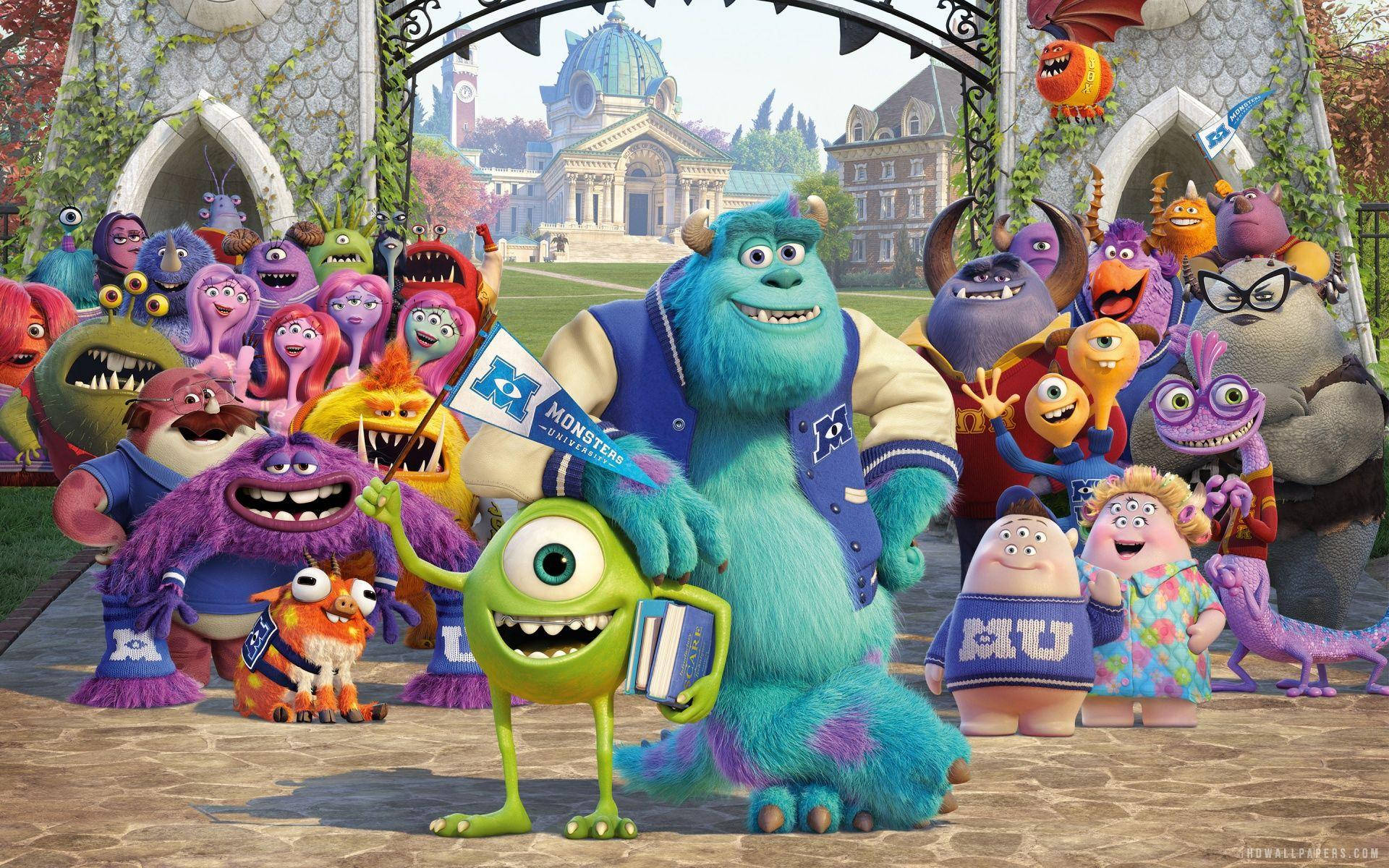 1920x1200 Download Caption: Vibrant Campus Life at Monsters University Wallpaper