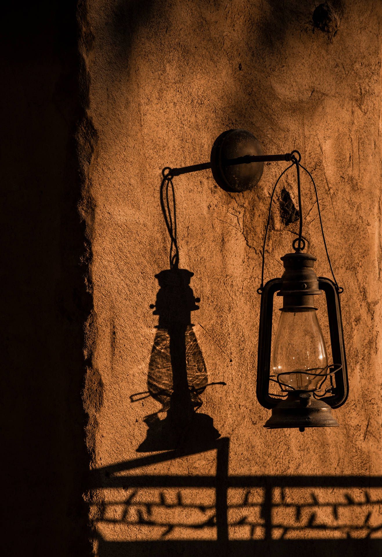 1317x1920 Download Aesthetic Light Brown Vintage Gas Lamp Wallpaper