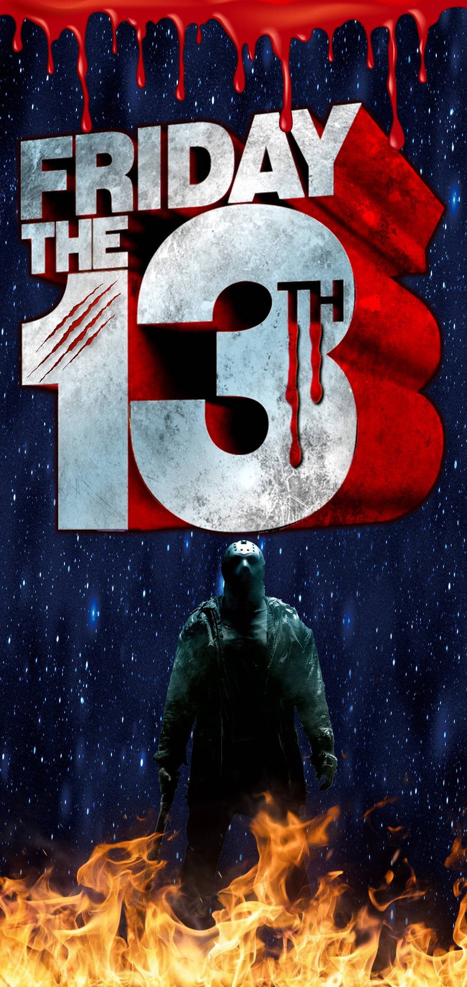 909x1920 Download Bloody Friday The 13th Movie Poster Wallpaper