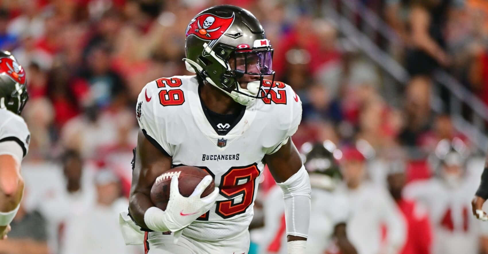 1700x884 Download Rachaad White Buccaneers Game Action Wallpaper