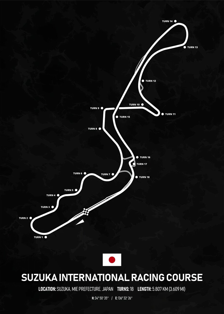 928x1300 Poster Suzuka Circuit Japan. Wall Art 1 FREE
