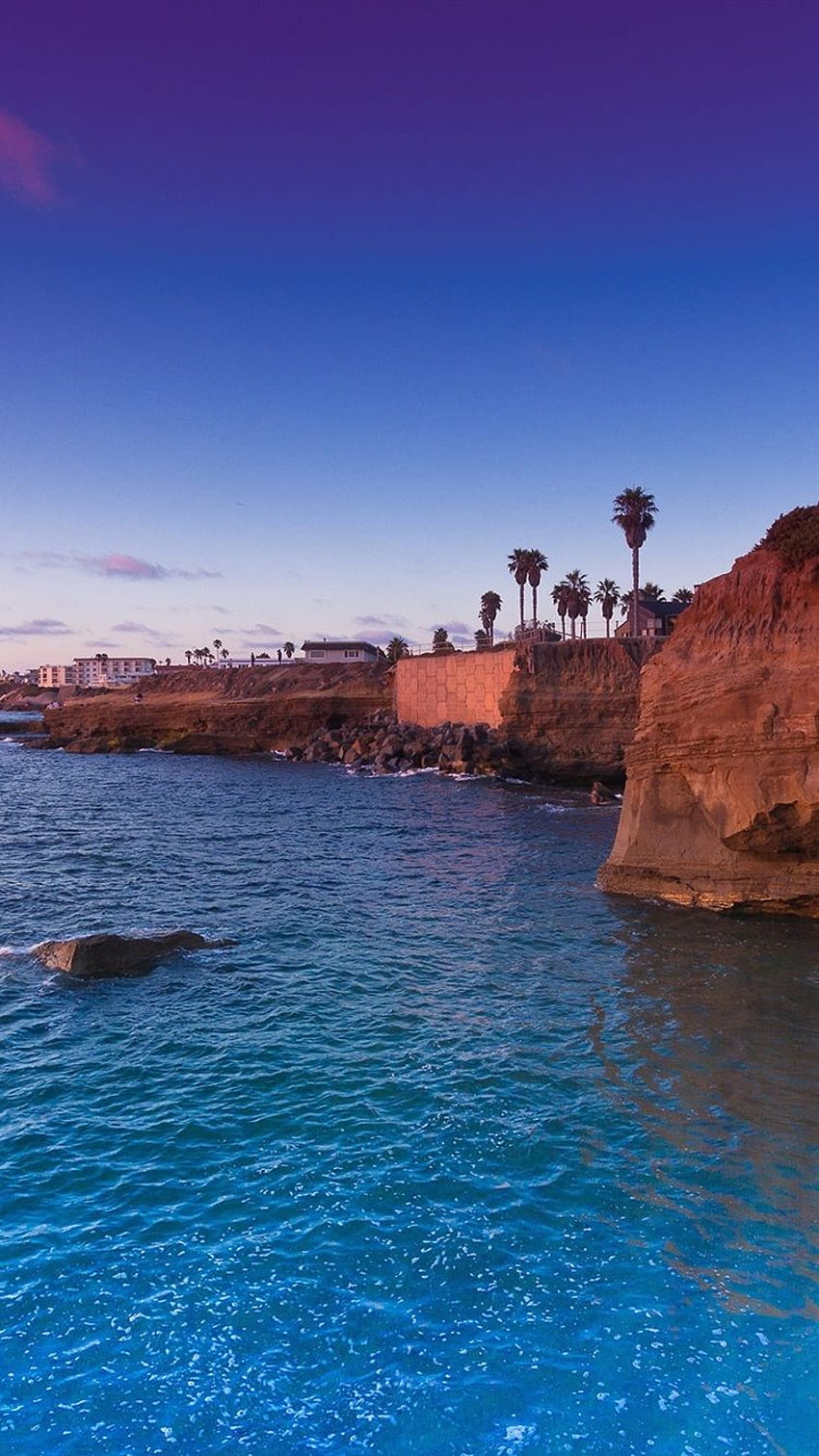 850x1512 USA, California, San Diego, USA, Sunset, Cliffs, Blue Sea, Sky IPhone 8 7 6 6S, Background HD phone wallpaper