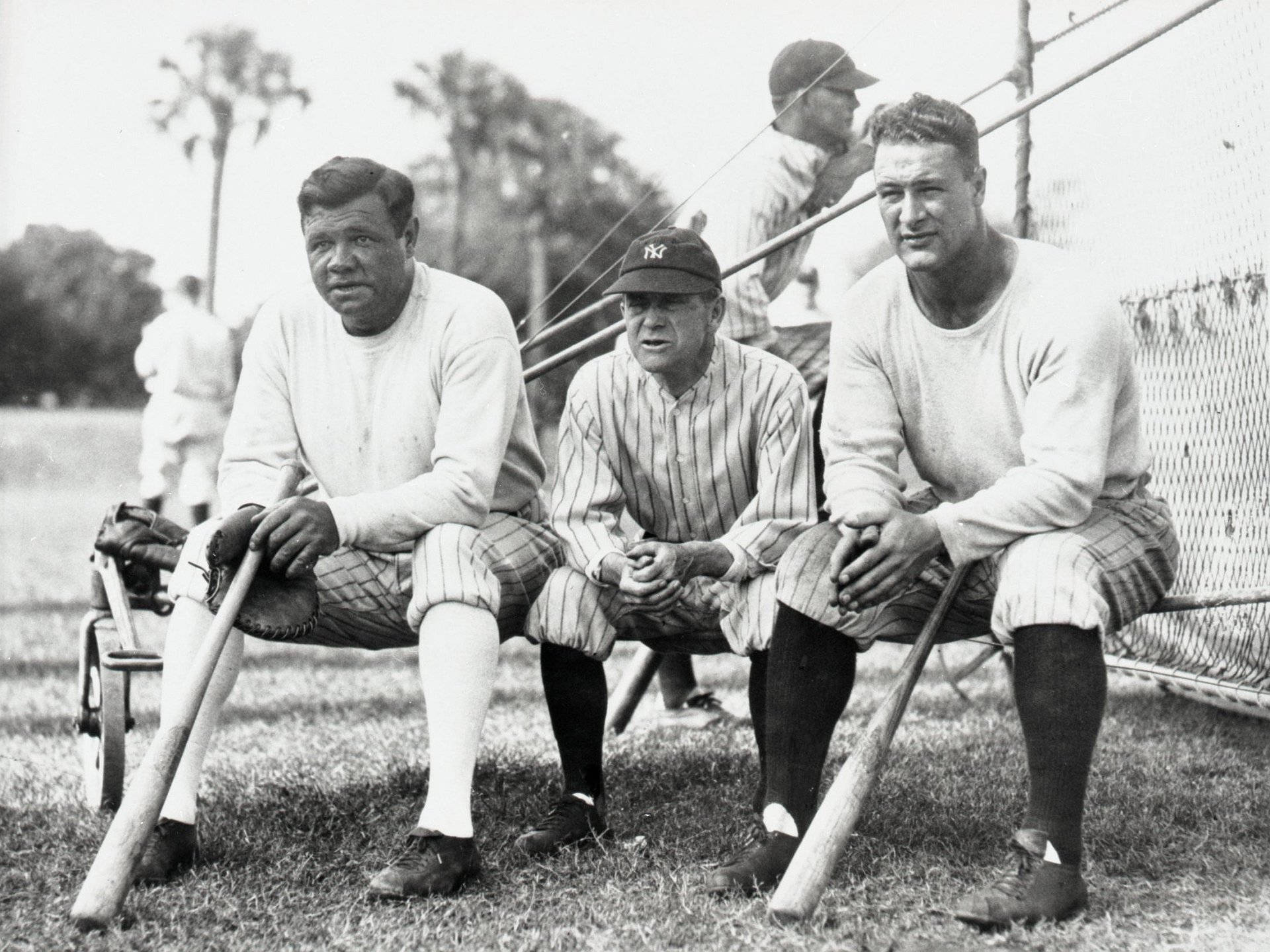1920x1440 Download Lou Gehrig&Babe Ruth With Coach Wallpaper