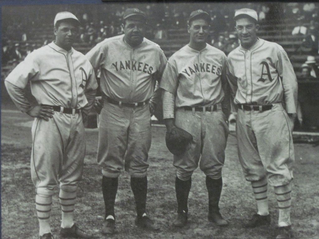 1024x768 Jimmie Foxx, Babe Ruth, Lou Gehrig, Al