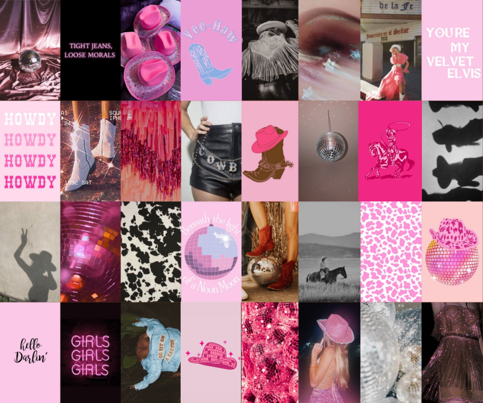1875x1563 Disco Cowgirl Wall Collage Kit. Western Aesthetic (digital Download)