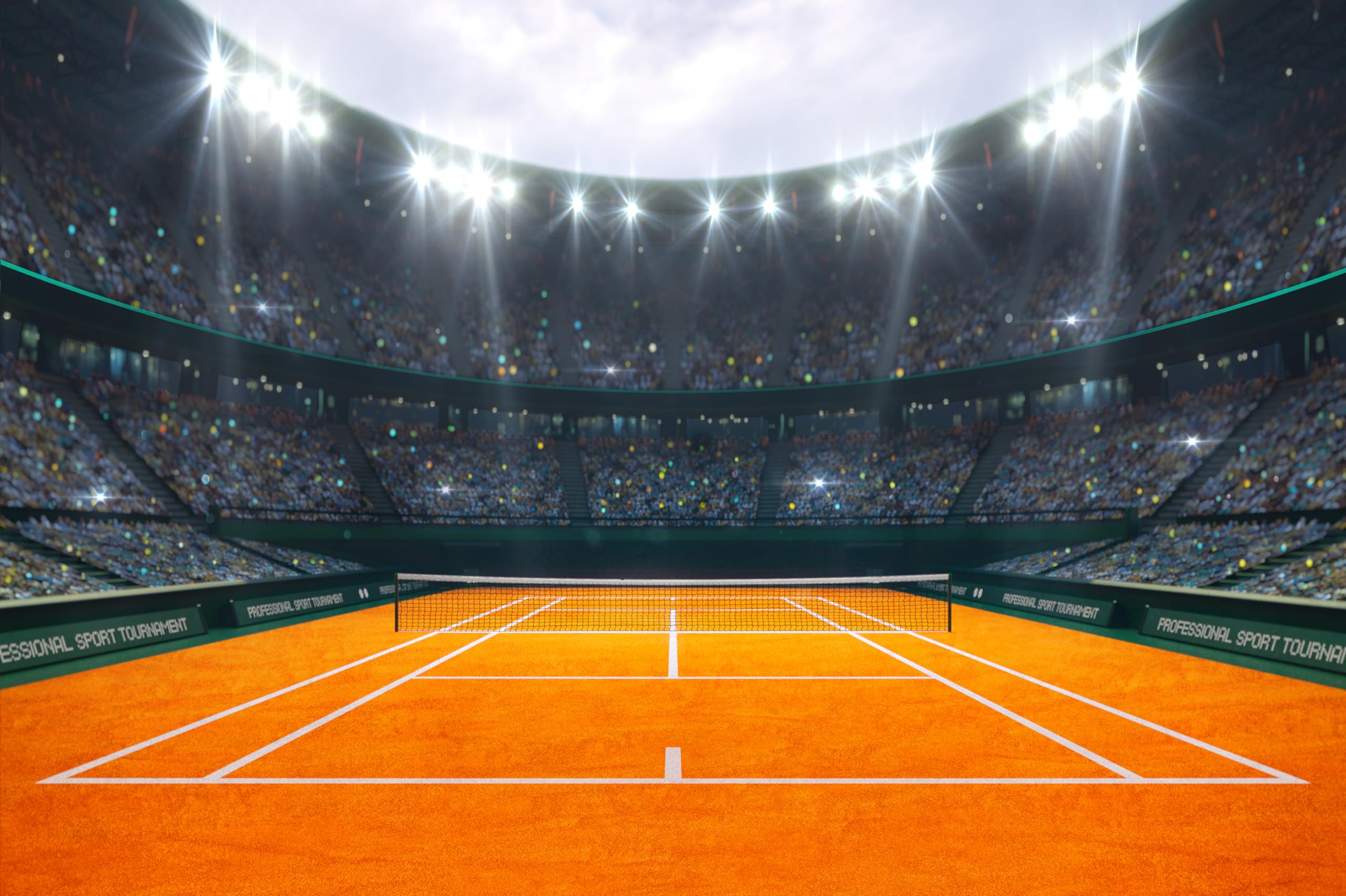 2560x1704 Amazon.com : chnywork 15x8ft Tennis Stadium Backdrop Orange Clay Tennis Court Illuminated Outdoor Arena with Fans Background Sport Net Game Racket Athletic Professional Photo Studio Props Wallpaper