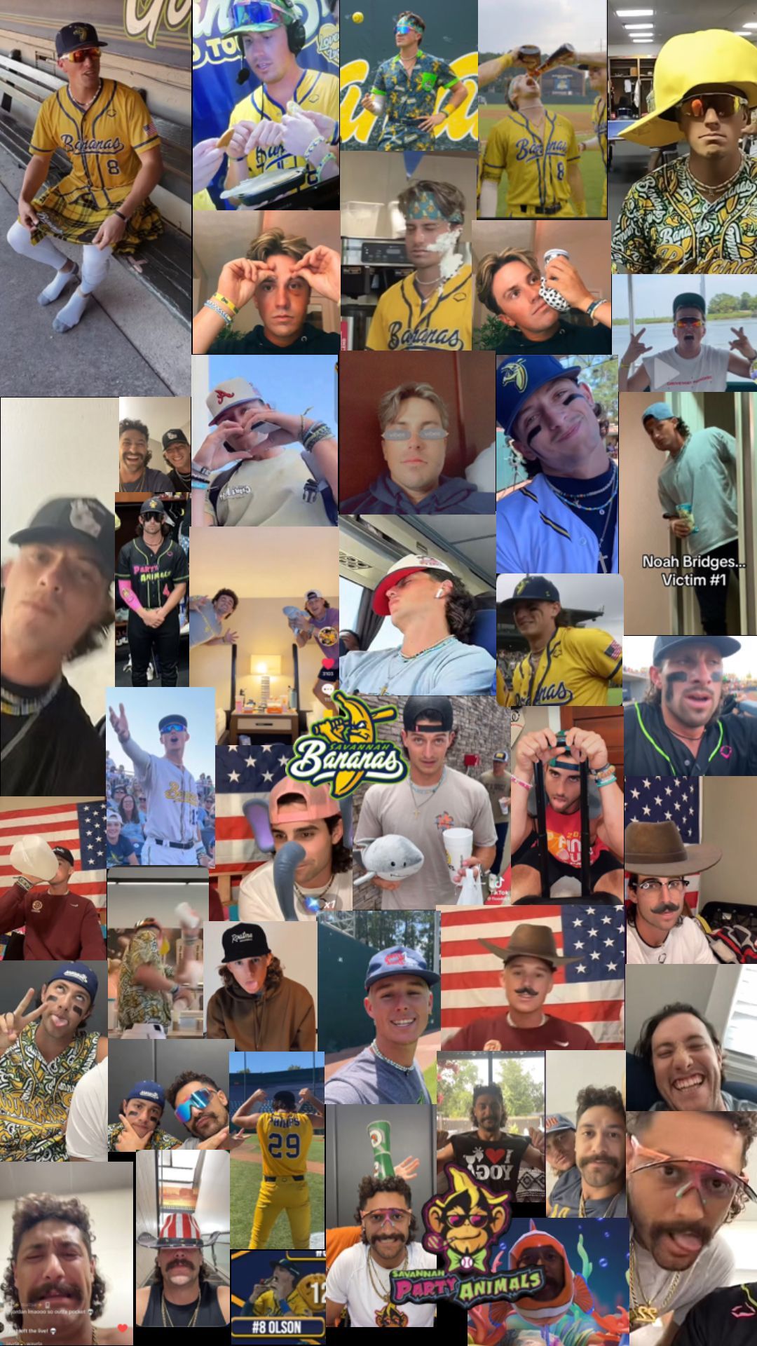 1080x1920 Check out fallenforwallen8's Shuffles Savannah Bananas and Party Animals Wallpaper #joelytle #philly #noahbridges #jacksonolson #daltonmauldin #savannahbananas #partyanimals