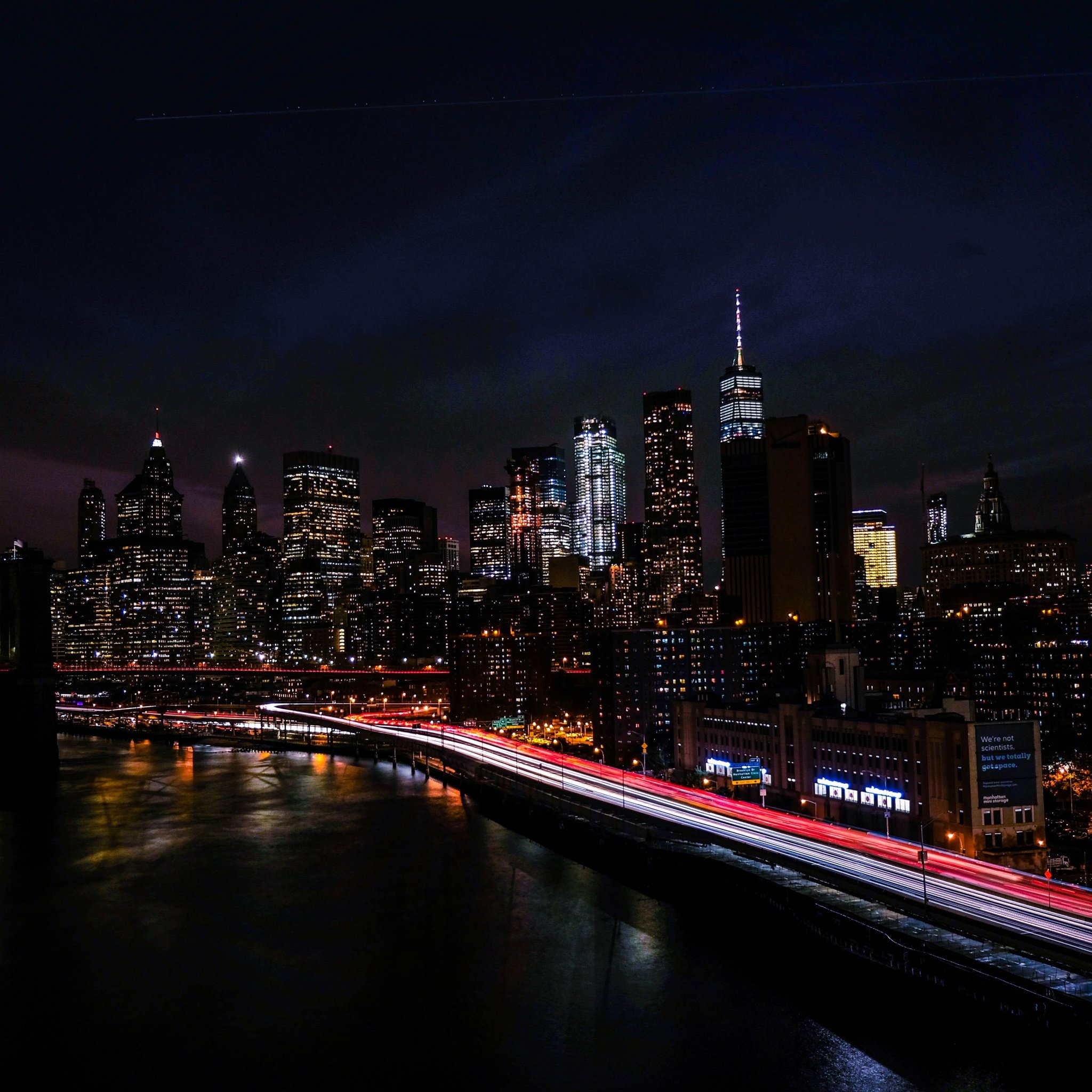 2048x2048 New York City Wallpaper 4K, Night view, Cityscape