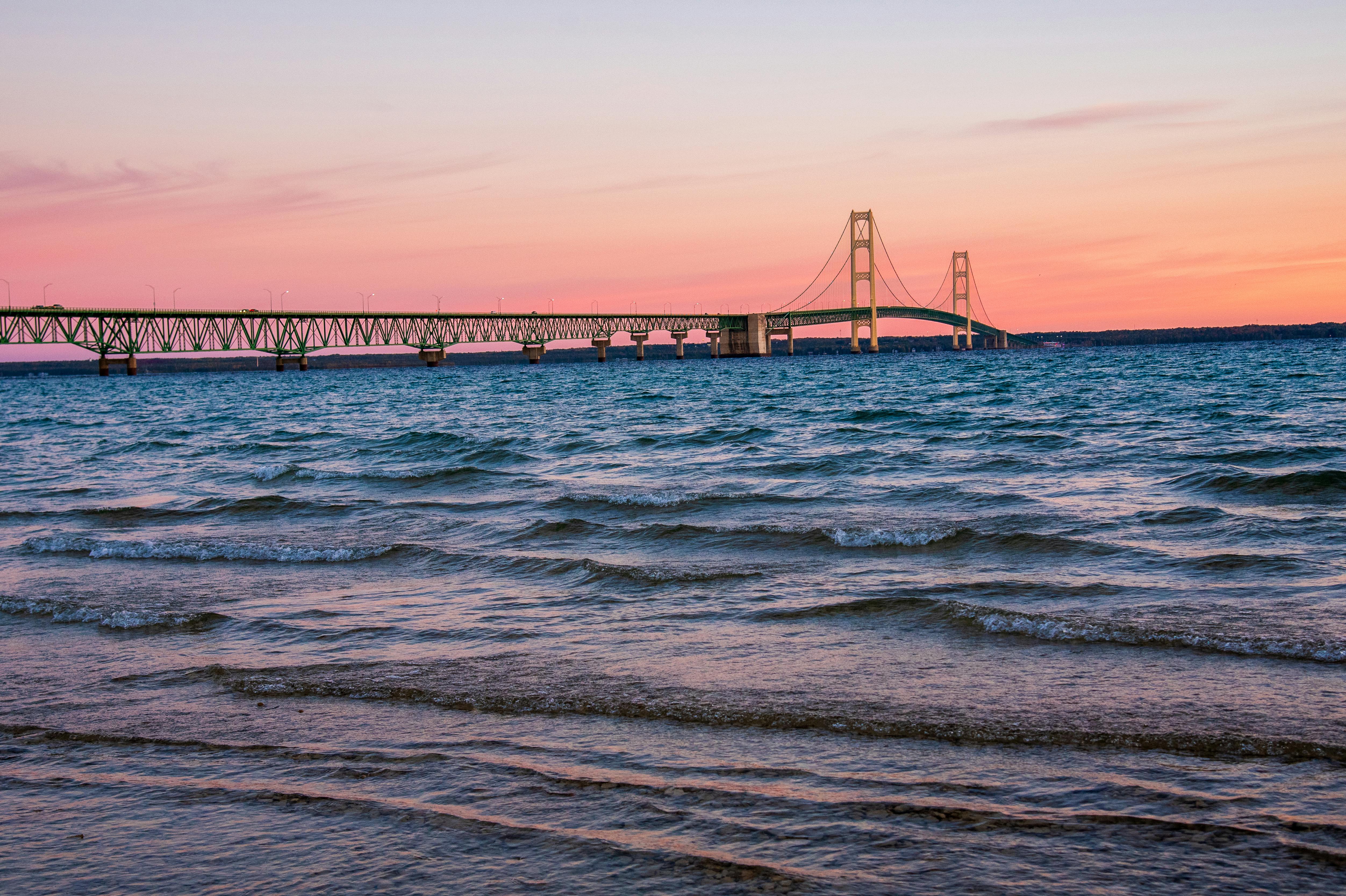 5008x3336 Mackinac Bridge at Sunset in Mackinaw City · Free