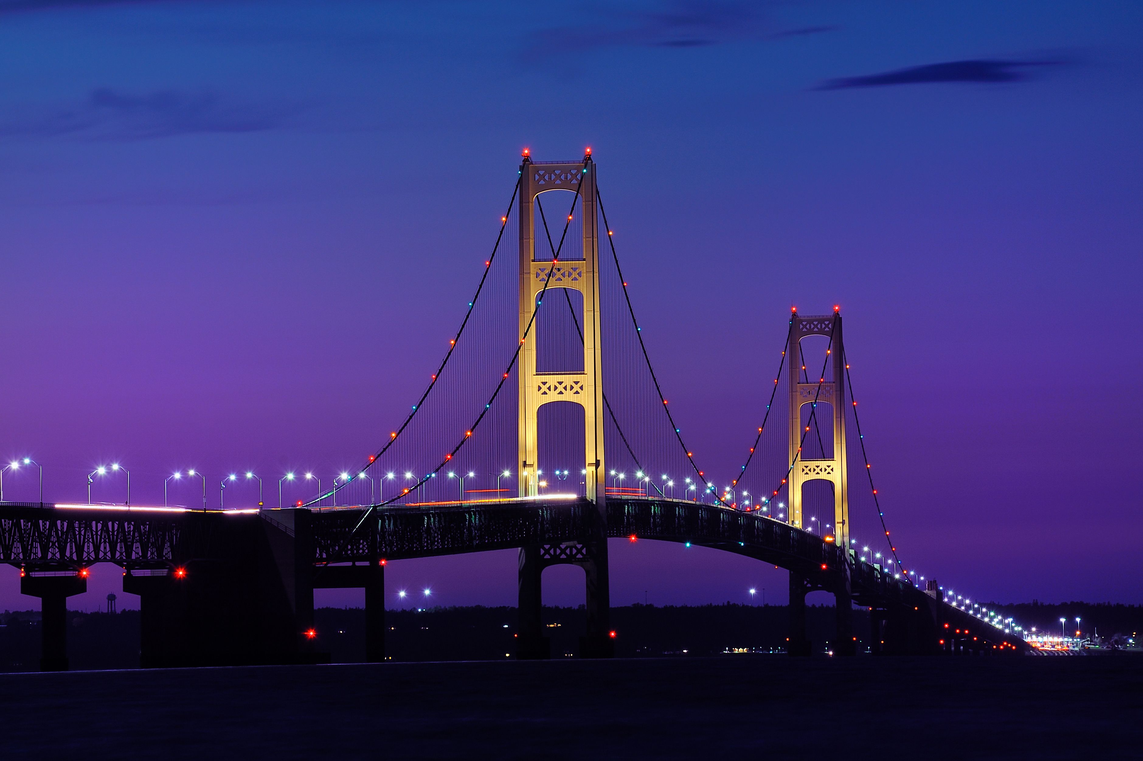 3759x2505 Download Mackinaw City Michigan Mackinac Bridge Man Made Bridge HD Wallpaper