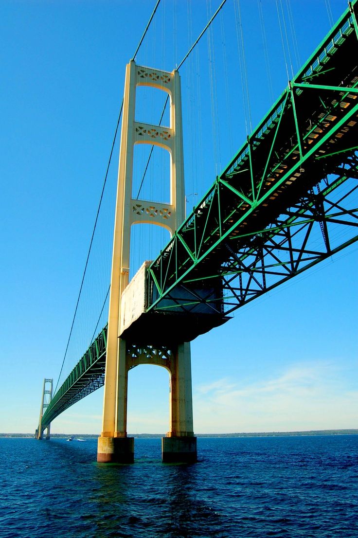 736x1106 Mackinac Bridge the bridge's beautiful. BUT, I have an intense fear of going over bridges over water (Gephyrophobia)