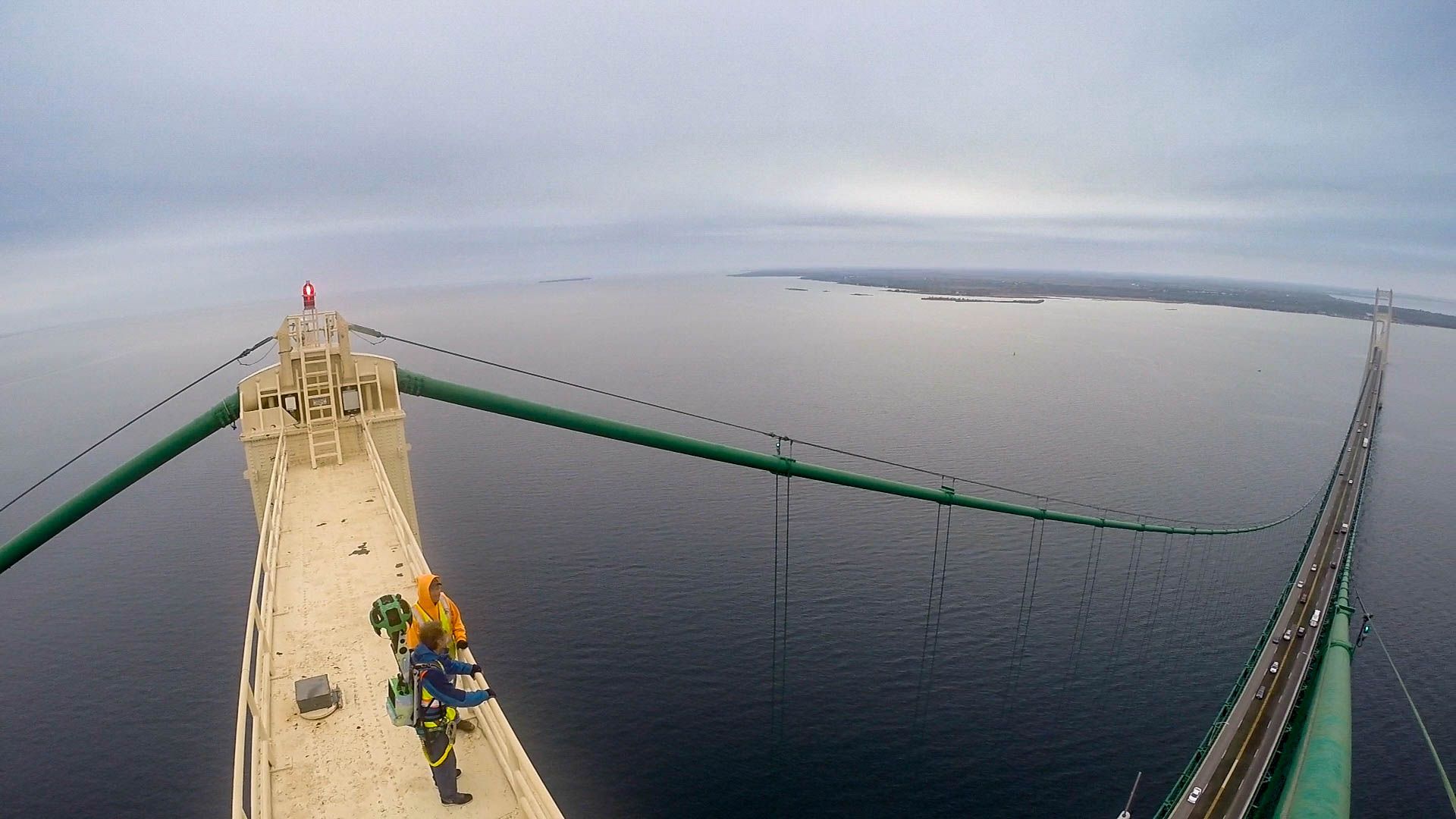 1920x1080 Google Trekker At The Top Of Mackinac Bridge. Mackinac Bridge Authority