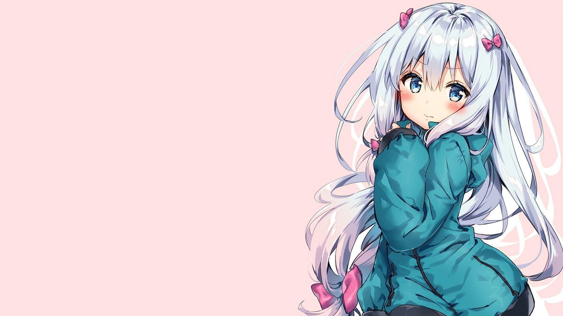 Simple HD wallpaper  sweet anime girl with long color hair