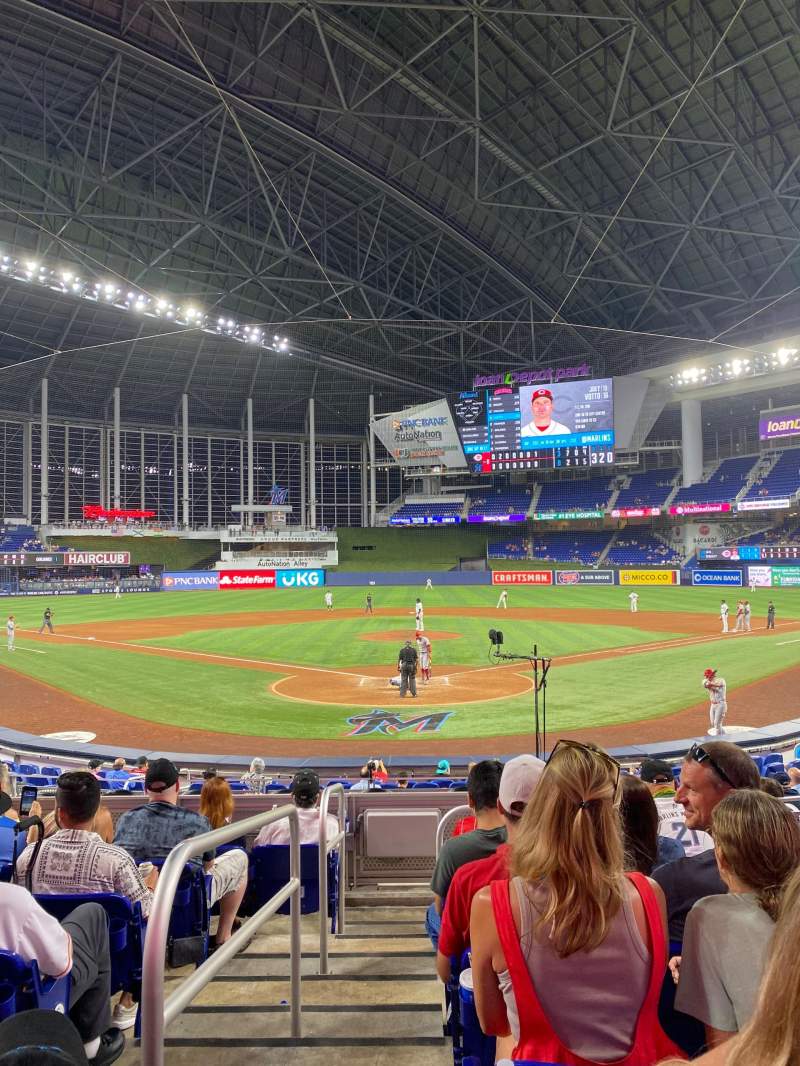 800x1066 LoanDepot Park, section row seat 10 Marlins vs Cincinnati Reds, shared