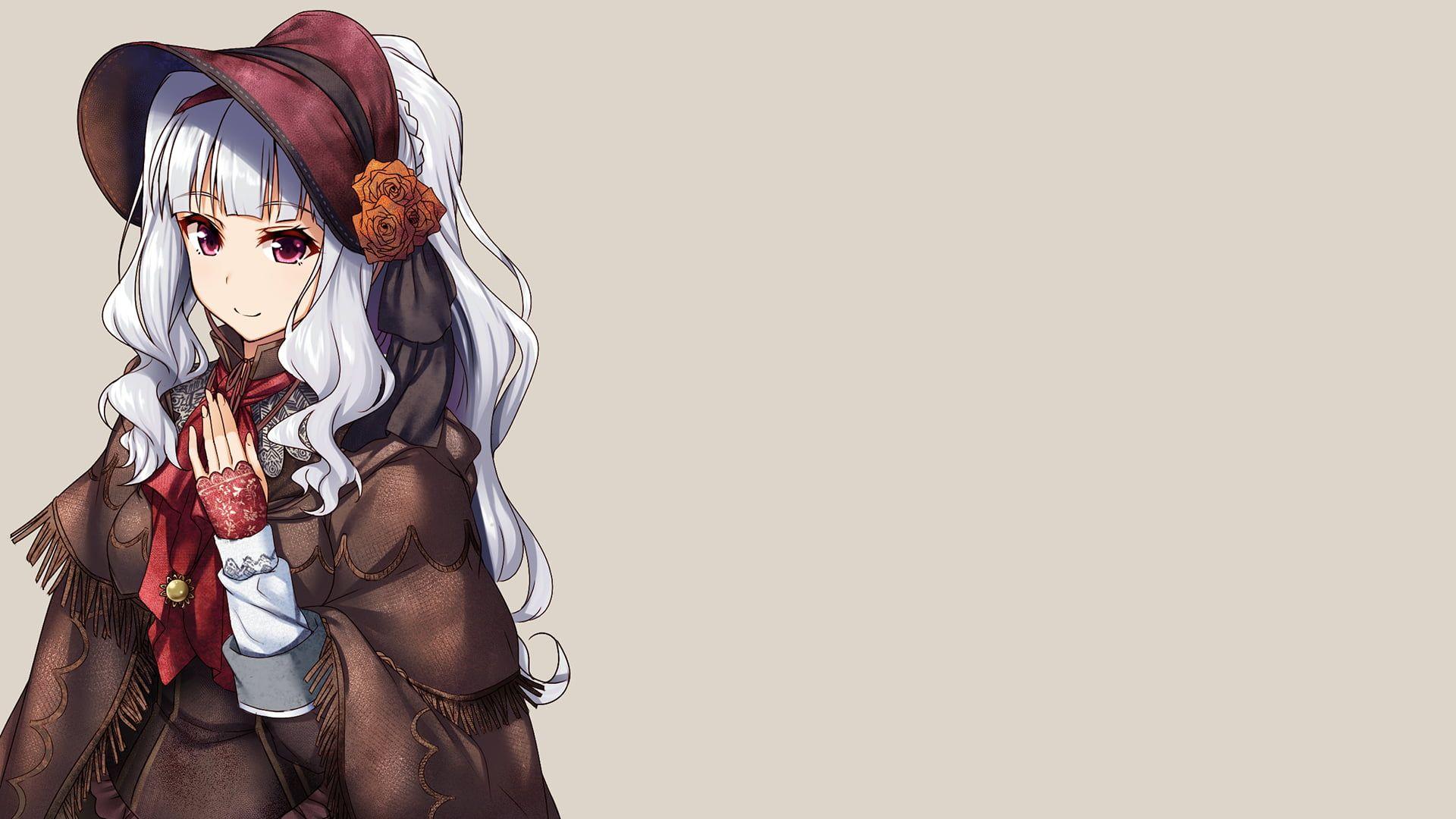 1920x1080 White haired anime character in gray background HD wallpaper