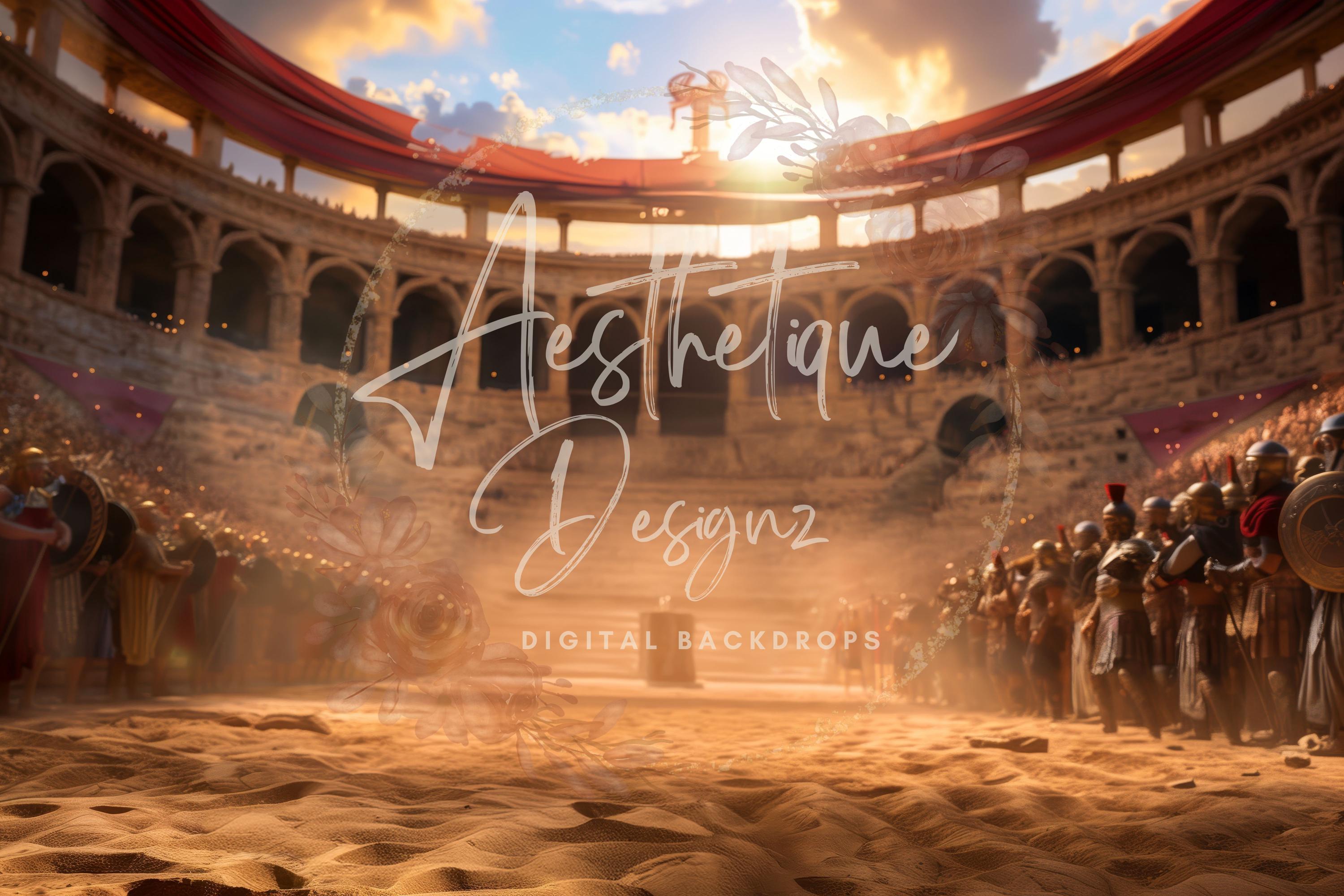 3000x2000 Gladiators on Arena Stadium Digital Backdrop for Champions Fight Creative Image Brave Knight Digital Background Old Ruins of Roman Empire
