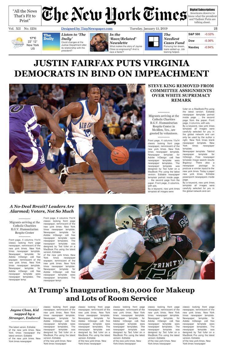 736x1140 The New York Times Newspaper Template Google Docs Free