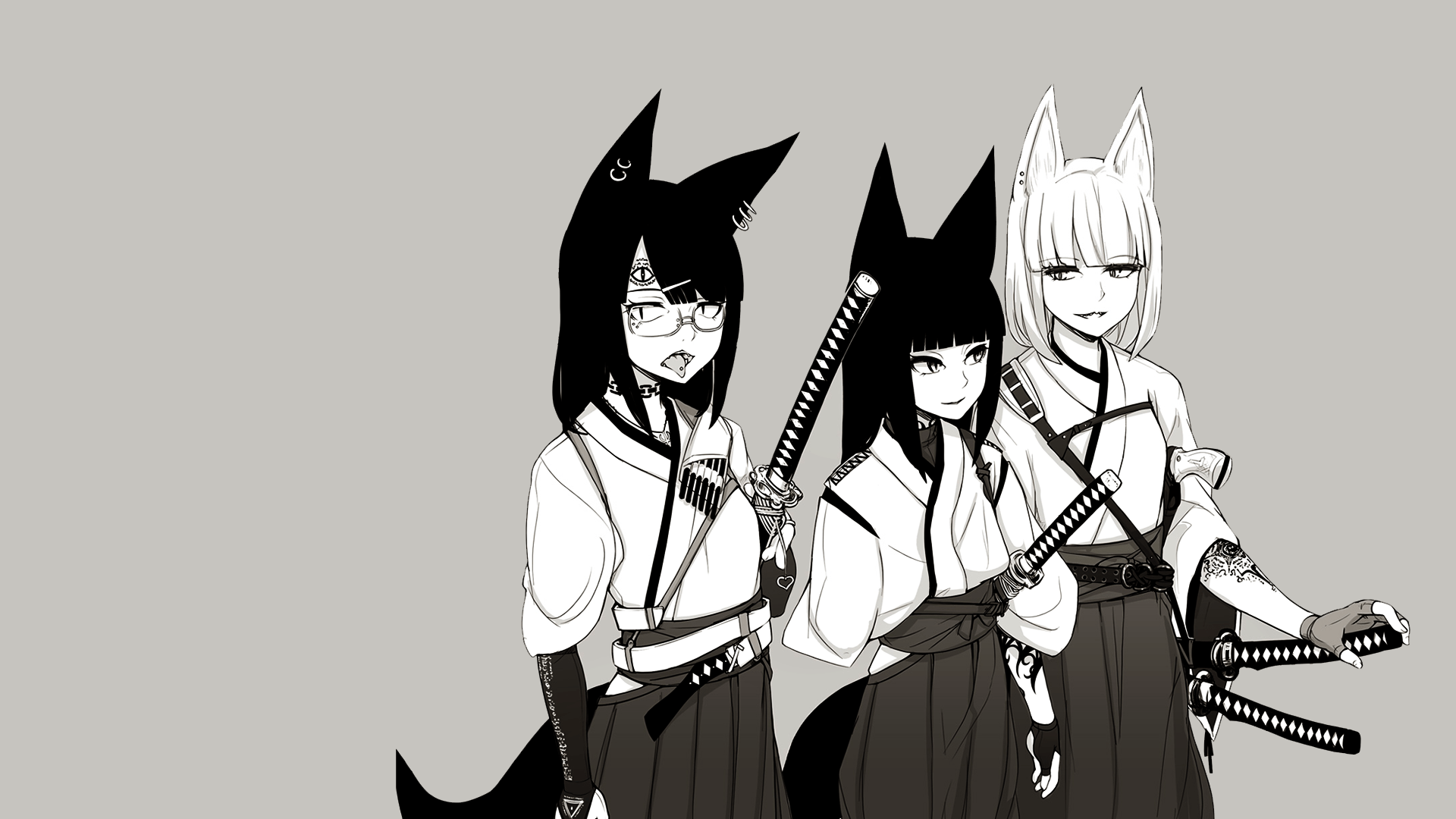1920x1080 #wafuku, #pointed ears, #piercing, #simple background