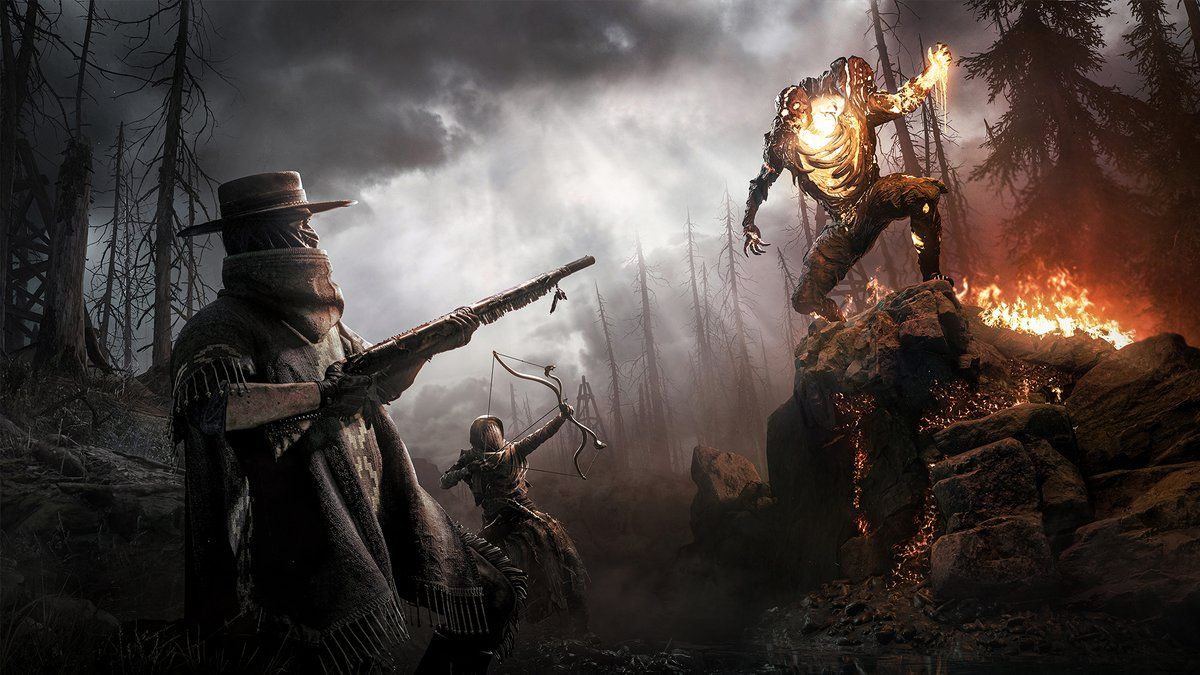 1200x675 Hunt: Showdown 1896 is all about teaming up to take down horrors and Hunters alike. To celebrate this, our latest wallpaper shows a teamup to remember as they take on the Hellborn!