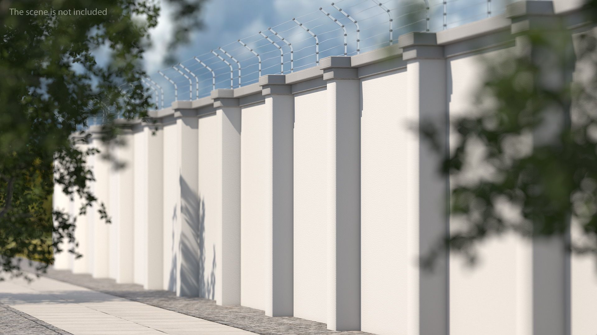1920x1080 Concrete Wall with Electric Wire Fence Sections 3D Model $29 - .3Ds .c4d .fbx .max .ma .lxo .obj .blend