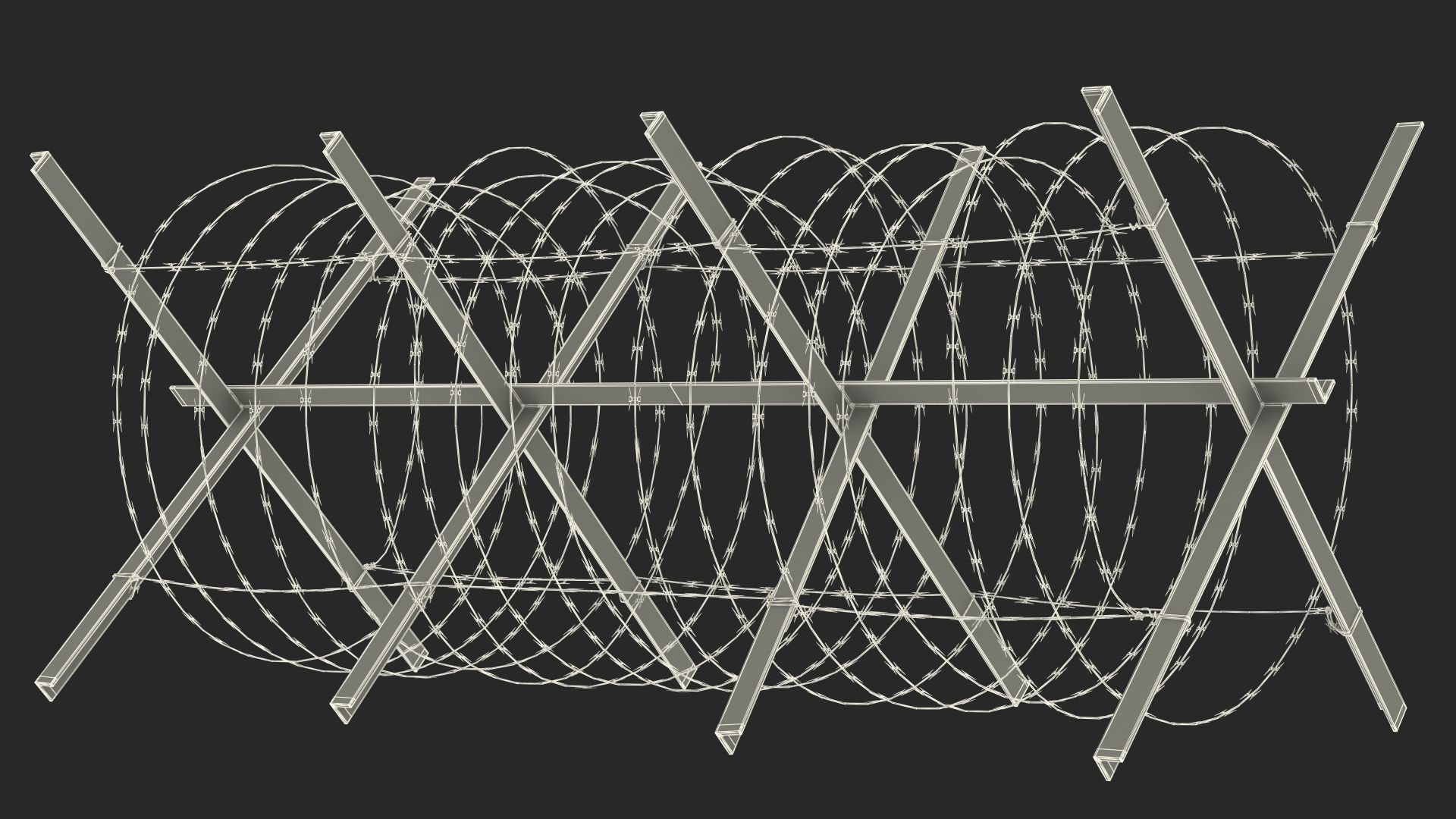 1920x1080 Razor Wire Coil Block 3D Model $29 - .3Ds .blend .c4d .fbx .max .ma .lxo .obj