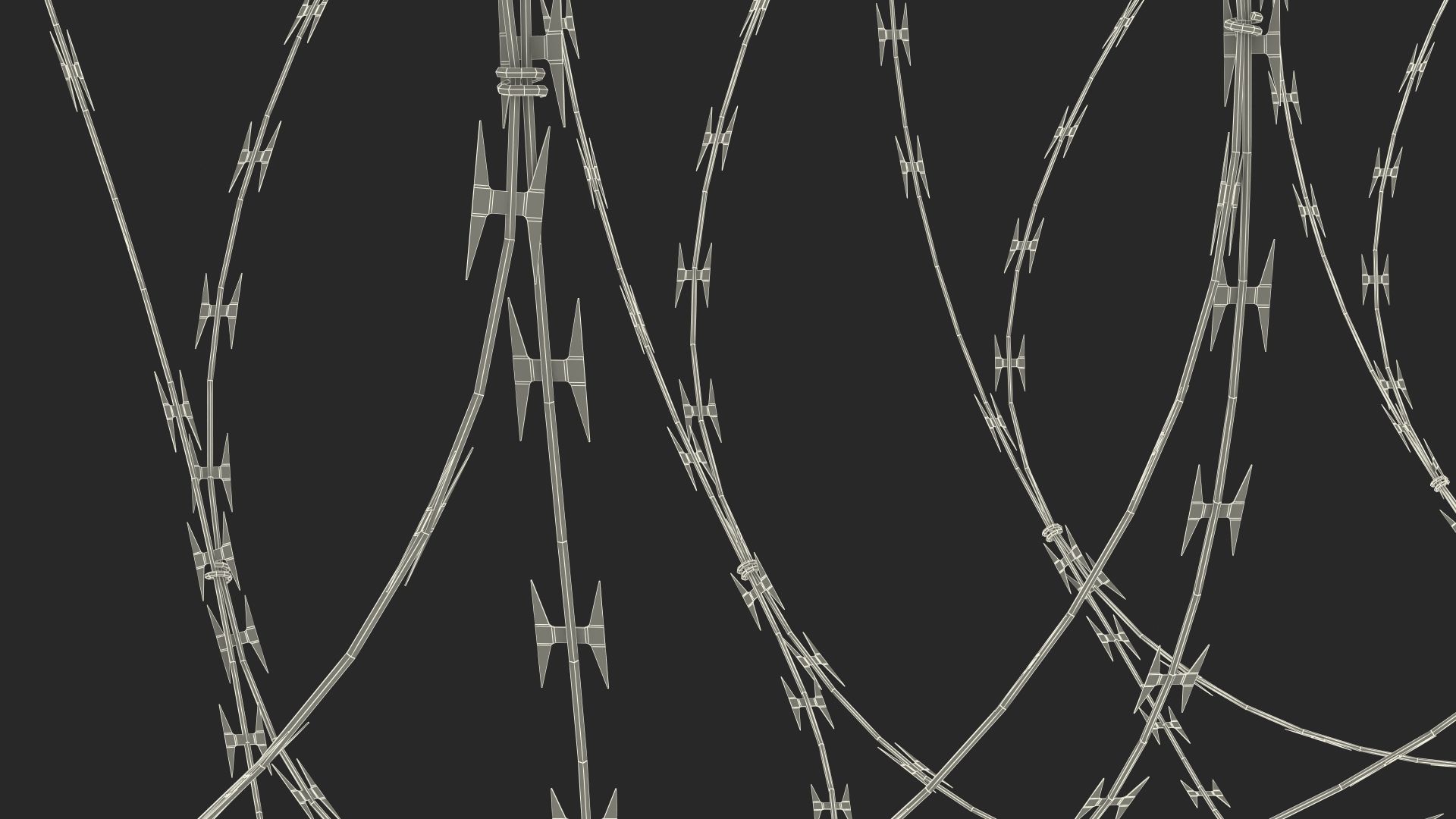 1920x1080 Concertina Razor Wire Coil Obstacle 3D Model $19 - .3Ds .blend .c4d .fbx .max .ma .lxo .obj .unitypackage .upk .gltf .usdz