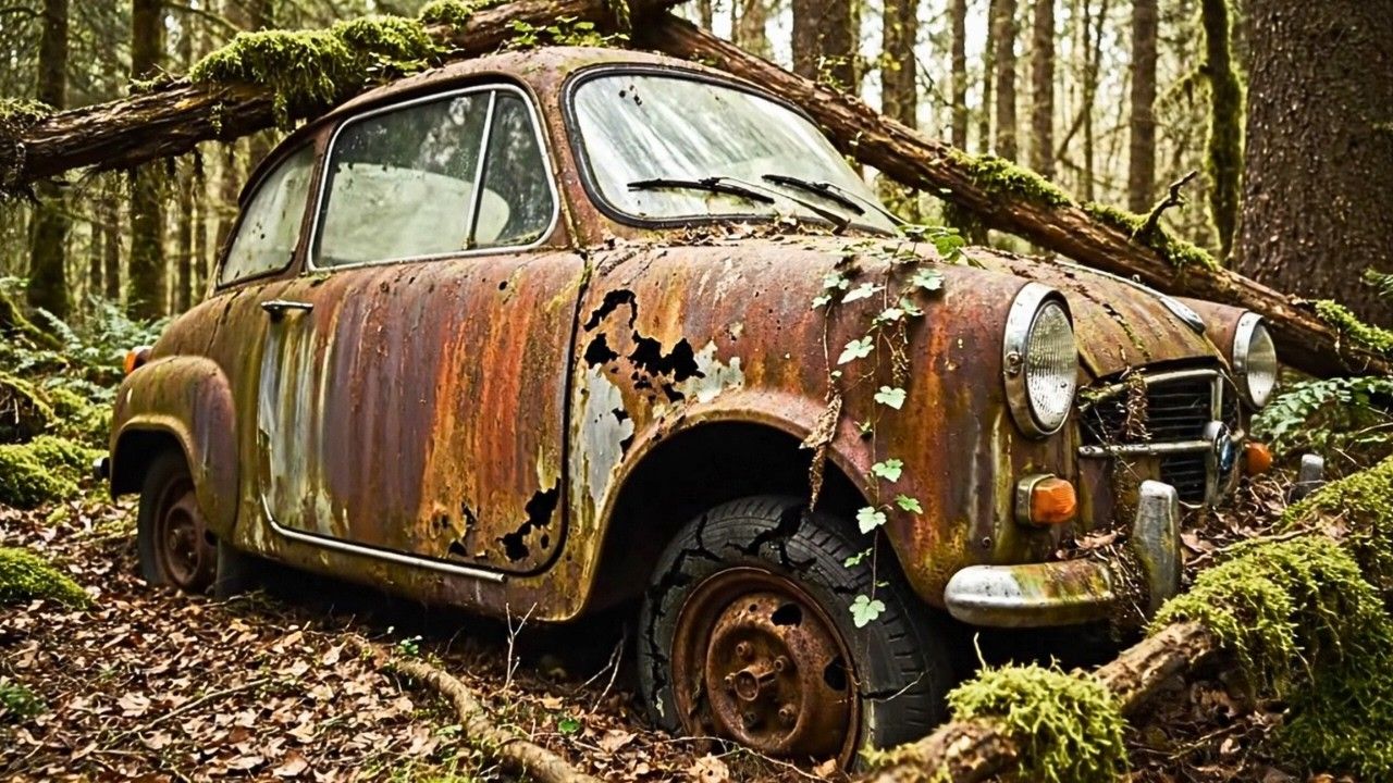 1280x720 Found Abandoned Classic Car in the Forest After 40 Years. Full Rust Restoration