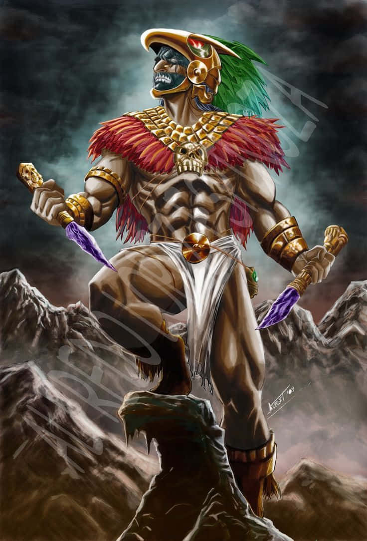 736x1084 Download A fearless Aztec Warrior stands guard for his people Wallpaper