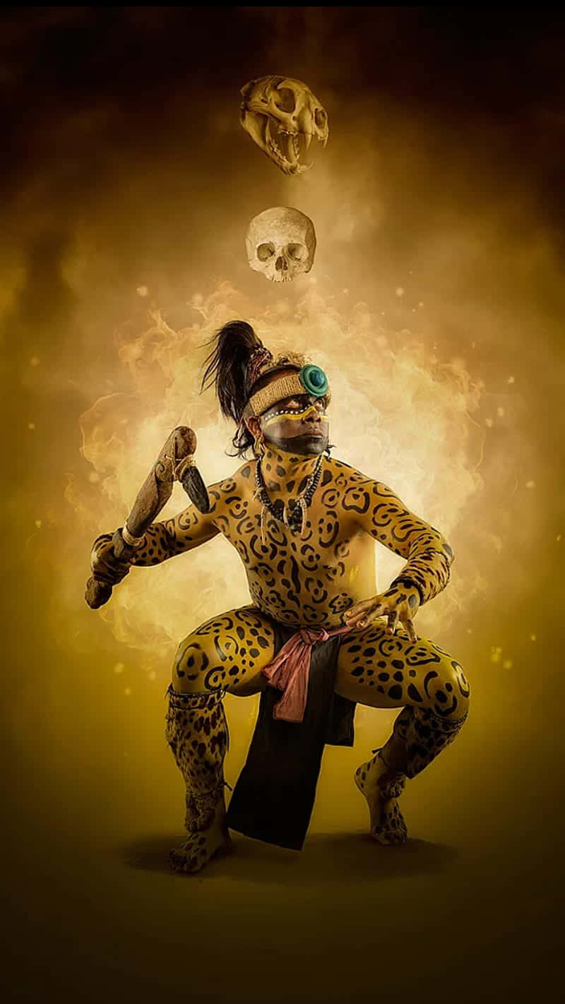 800x1422 Download Aztec Warrior in Traditional Dress Wallpaper