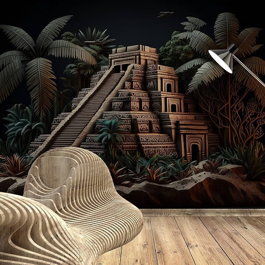 894x894 Historic Mayan Mesoamerican Pyramids Wallpaper for Office and Home Wall, Historical Wall Poster, Removable and Reusable, One Piece and Easy Montage (Textile Vinyl, 79''Wx79''H) : Tools & Home Improvement