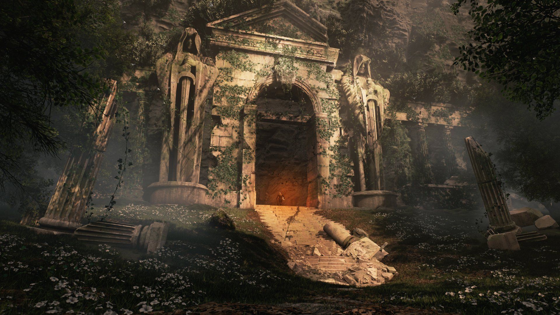 1920x1080 4K Fantasy Ruins: Overgrown Temple Gate By Michael Kahn Rose