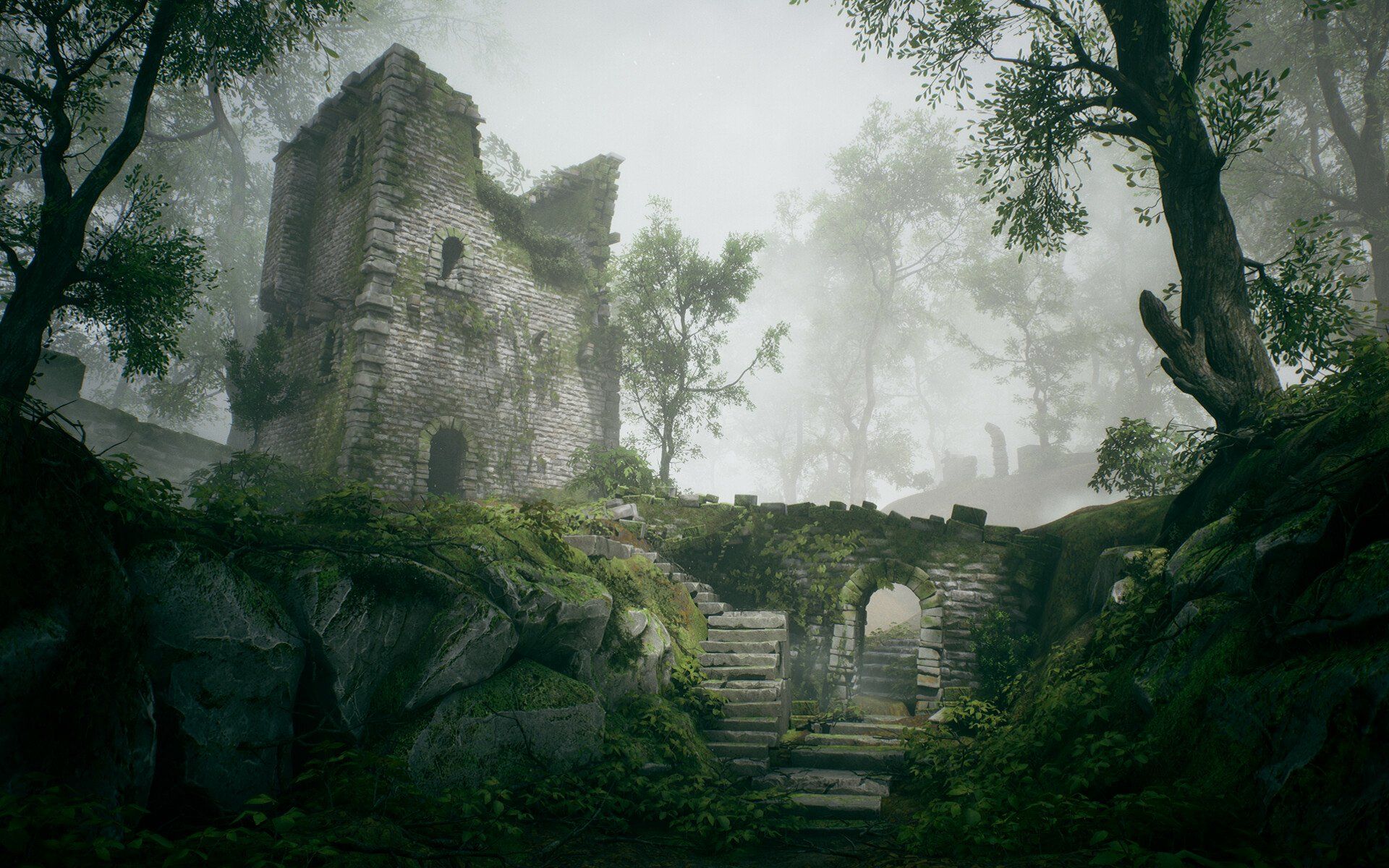 1920x1200 Ancient Fantasy Ruins HD Wallpaper: Mystical Forgotten Realm by Felipe Almeida De Abreu