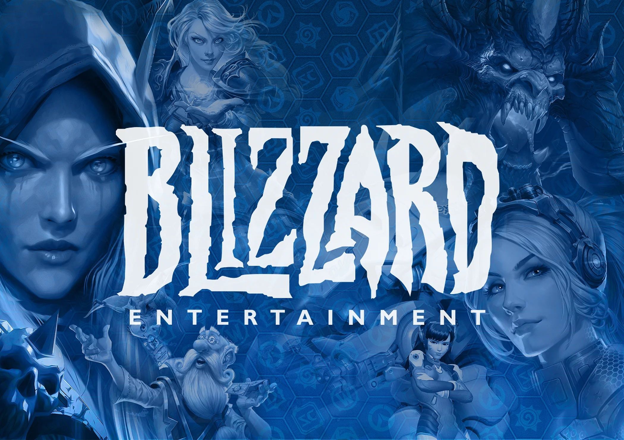 2100x1479 Wallpaper logo, logo, Blizzard, blue background, blue background, Blizzard Entertainment for mobile and desktop, section игры, resolution 2100x1479
