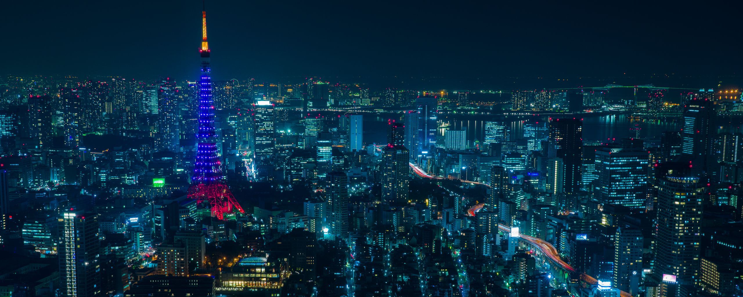 2560x1024 Download wallpaper 2560x1024 tokyo, night city, skyscrapers ultrawide monitor HD background