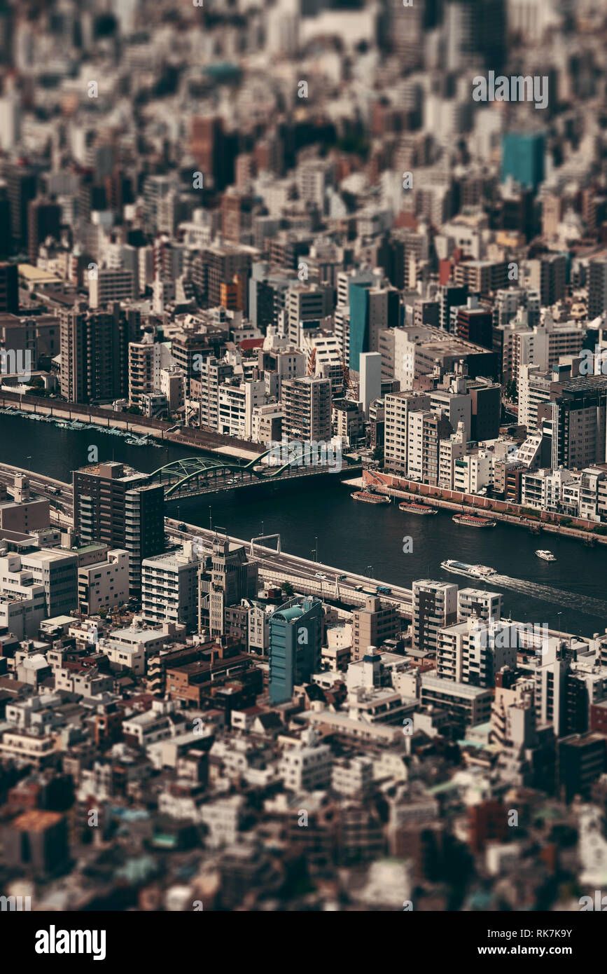 867x1390 Tokyo Urban Rooftop View Background Tilt Shift Effect, Japan