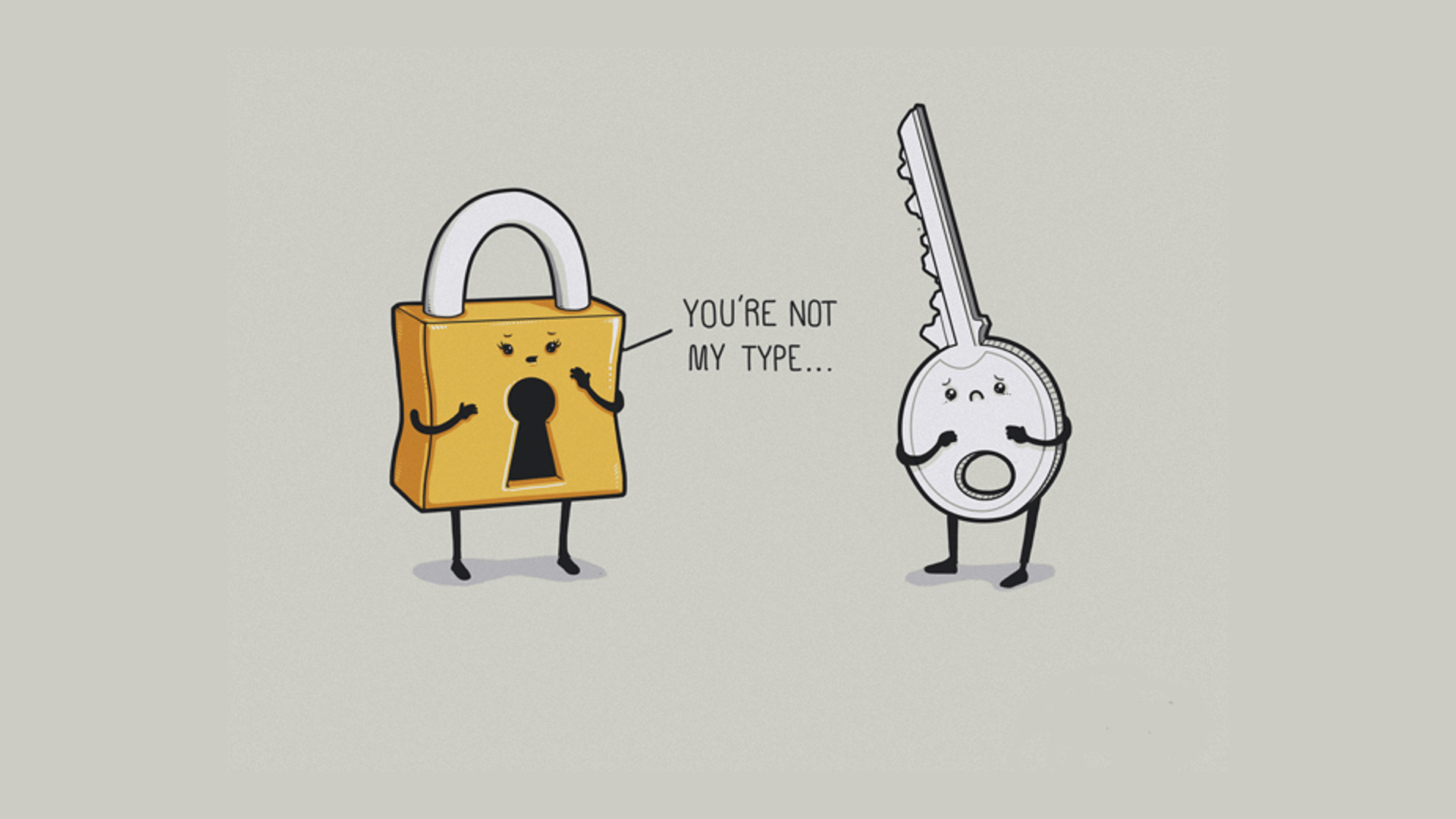 1920x1080 Funny & Simple HD Wallpaper: Lock and Key Quirky Humorx1080
