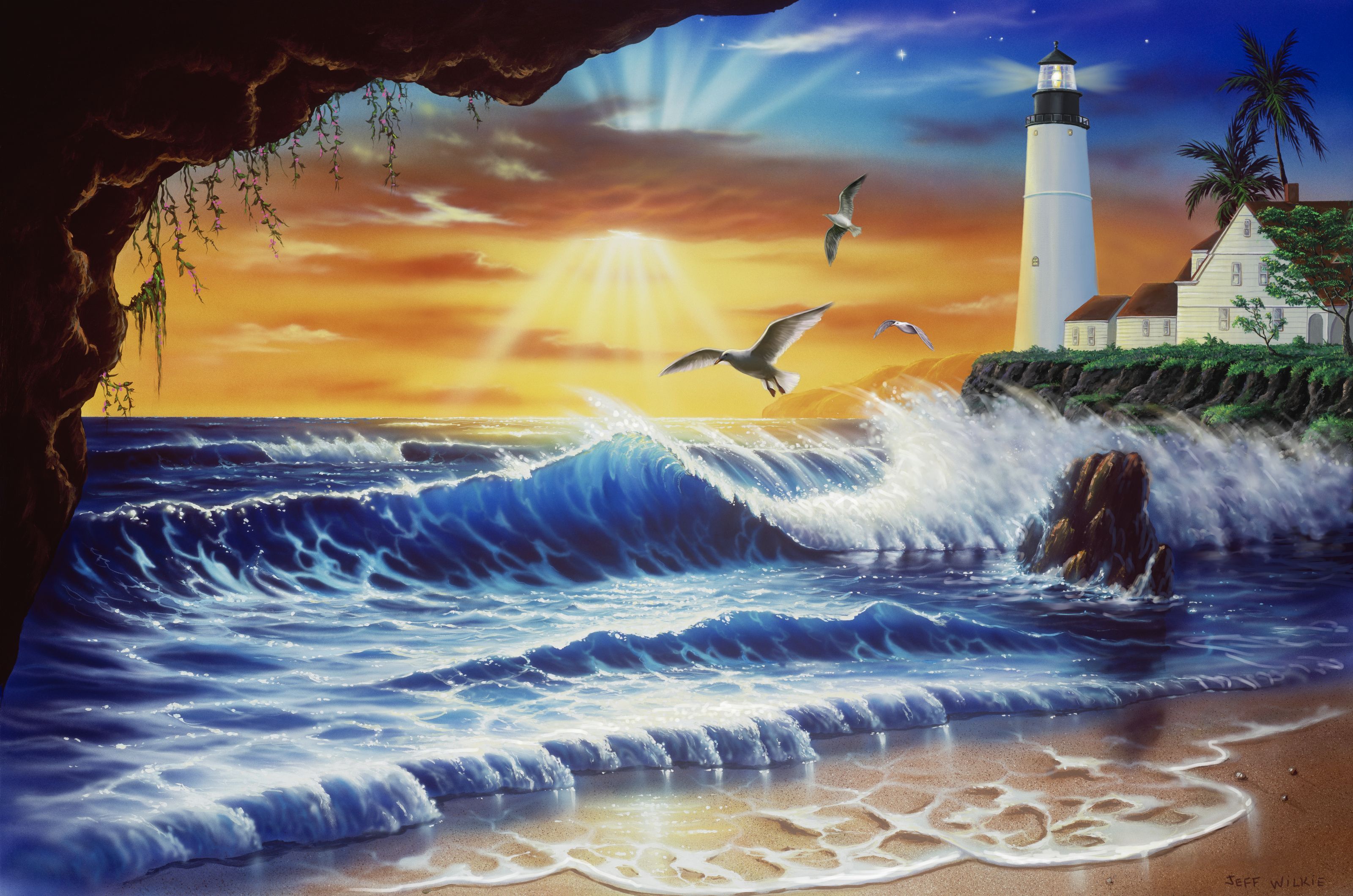 3200x2119 Enchanted Lighthouse Wall Mural
