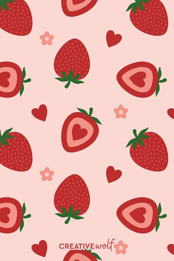 736x1104 Strawberry Lovers Floral Pattern on Pastel Pink Background