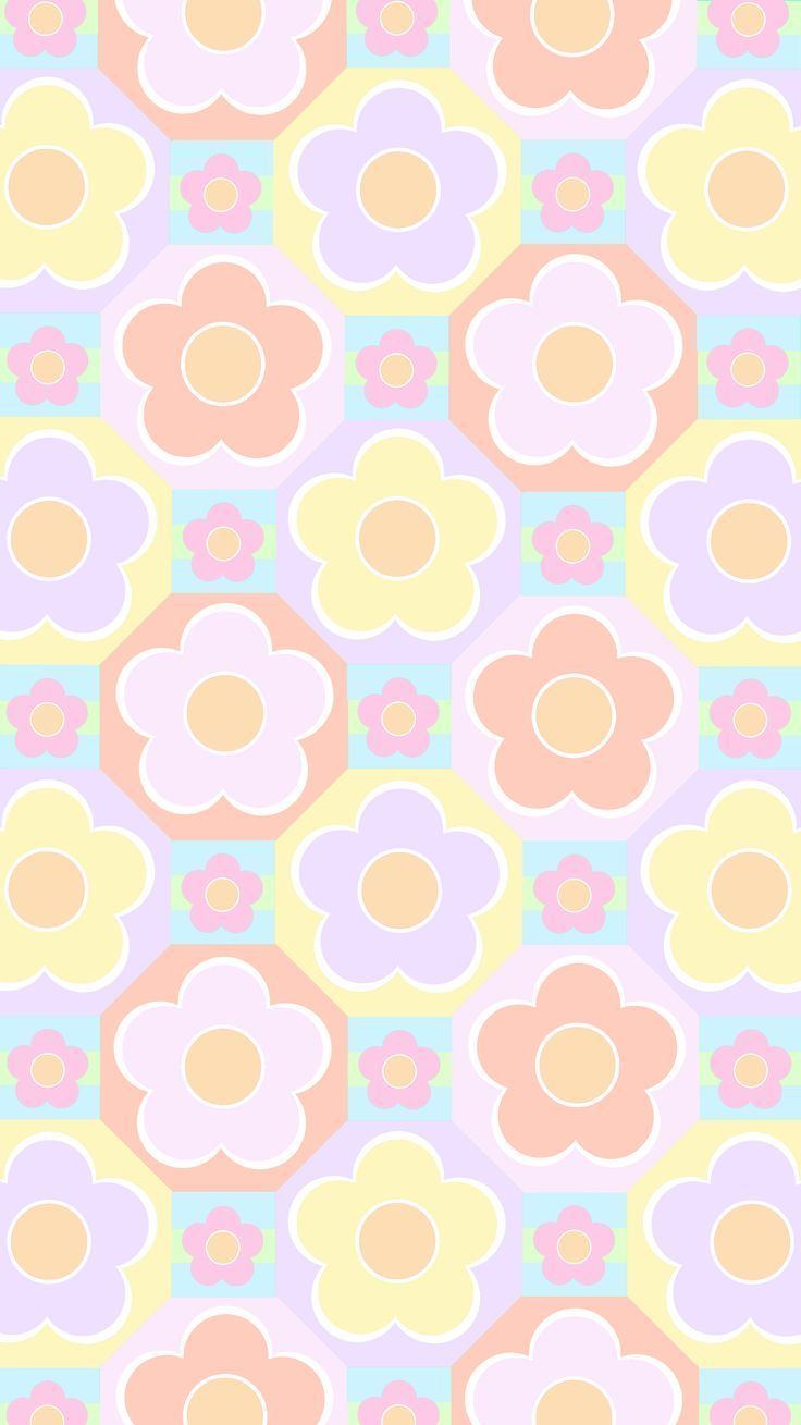 736x1309 Phone wallpaper, background. pastel octagon flower pattern'. (2)