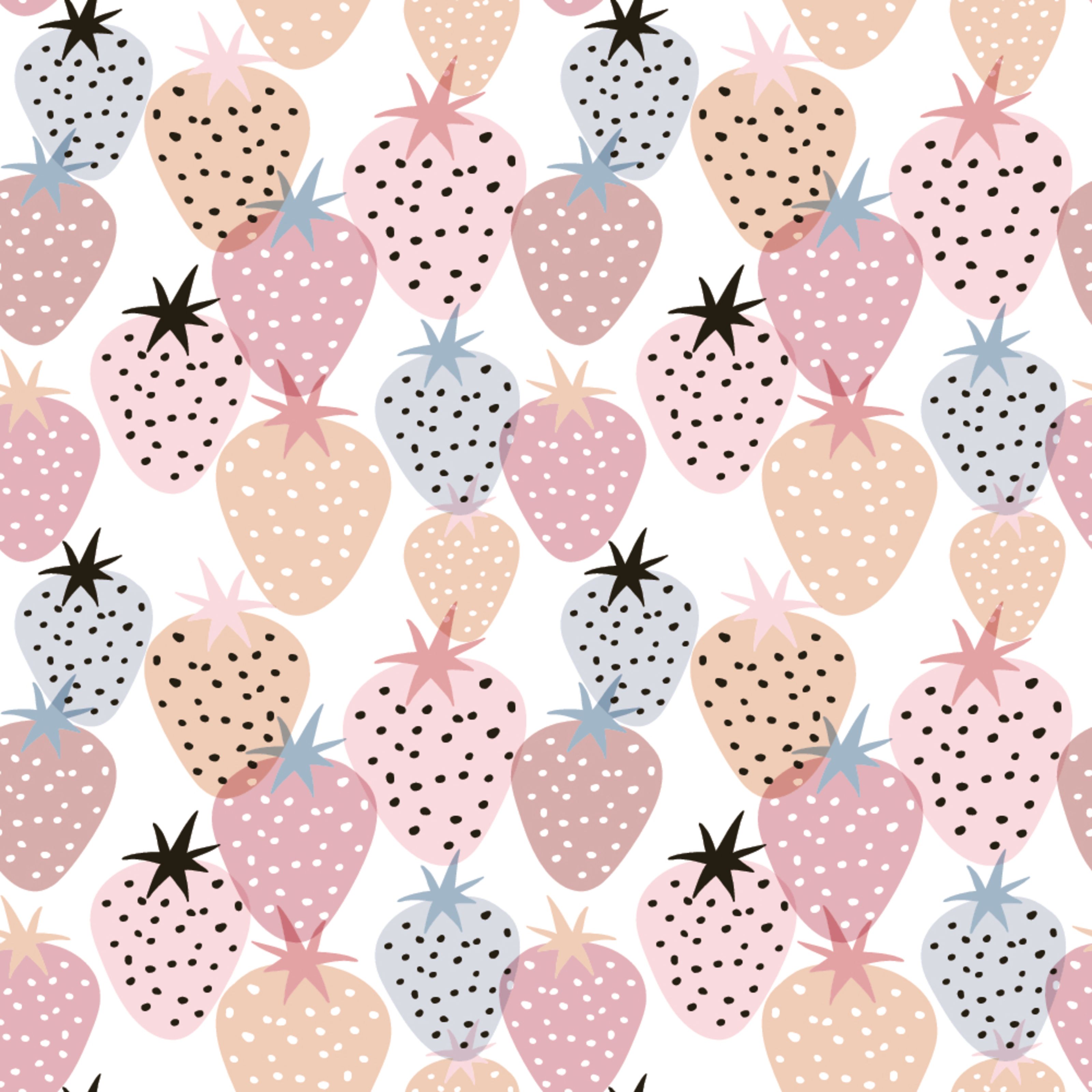 3200x3200 Strawberry Pastel Pattern Wallpaper