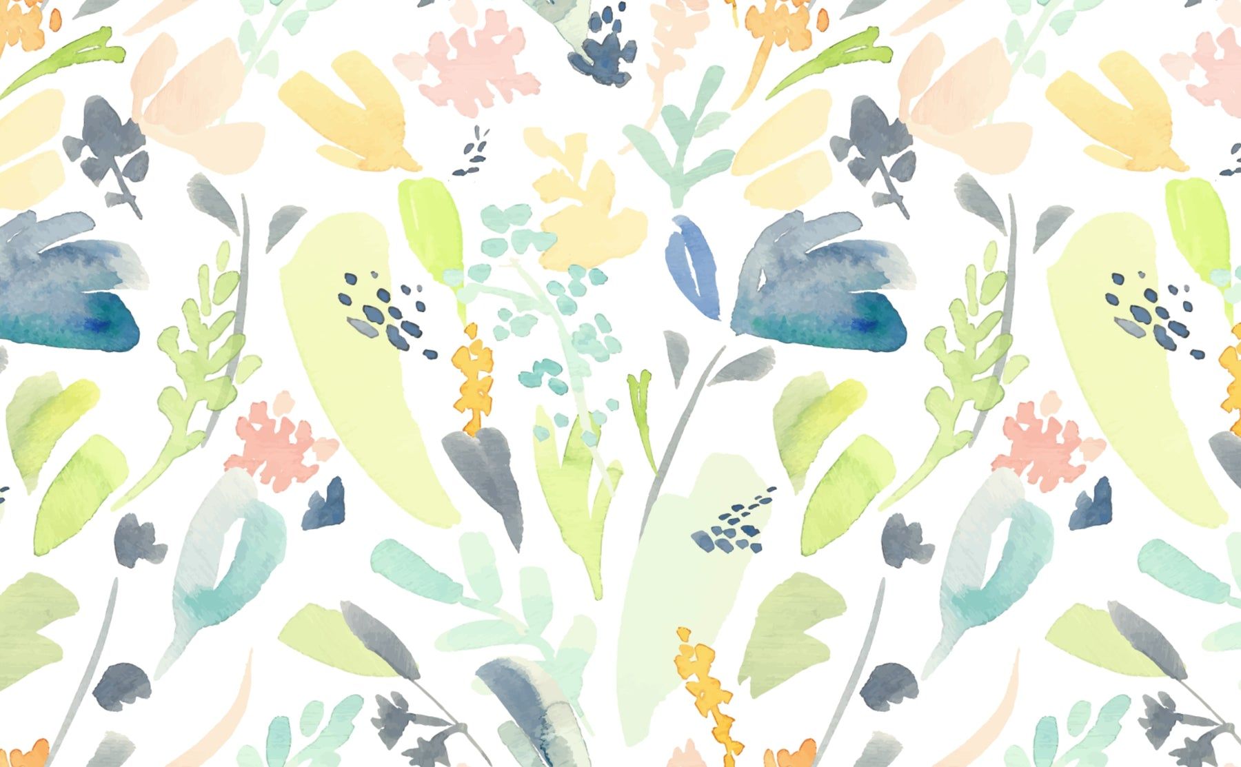1800x1113 Watercolor Floral Pattern Wallpaper for Walls