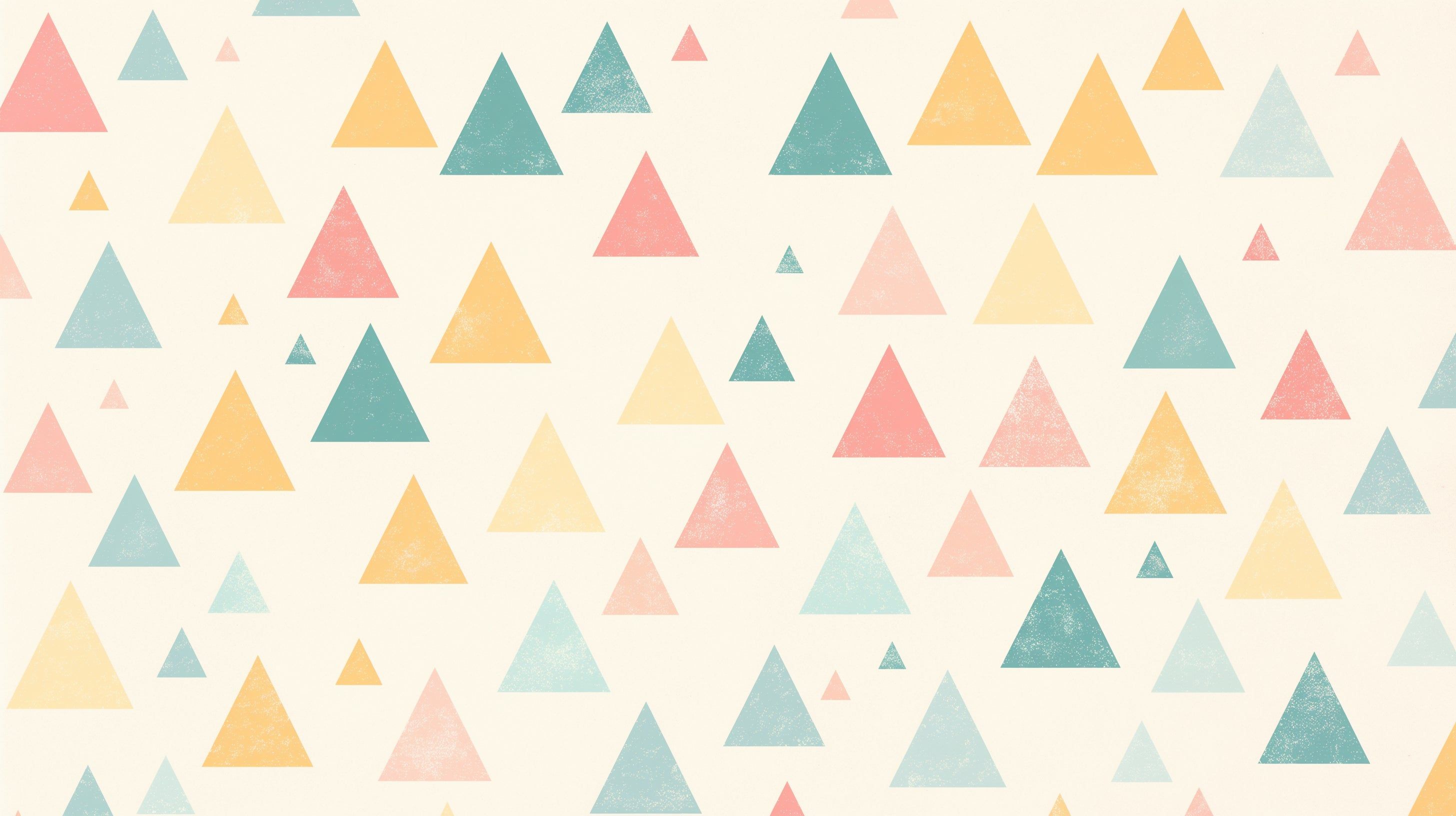 2912x1632 Geometric Mural Wallpaper. Pastel Triangle Pattern Design