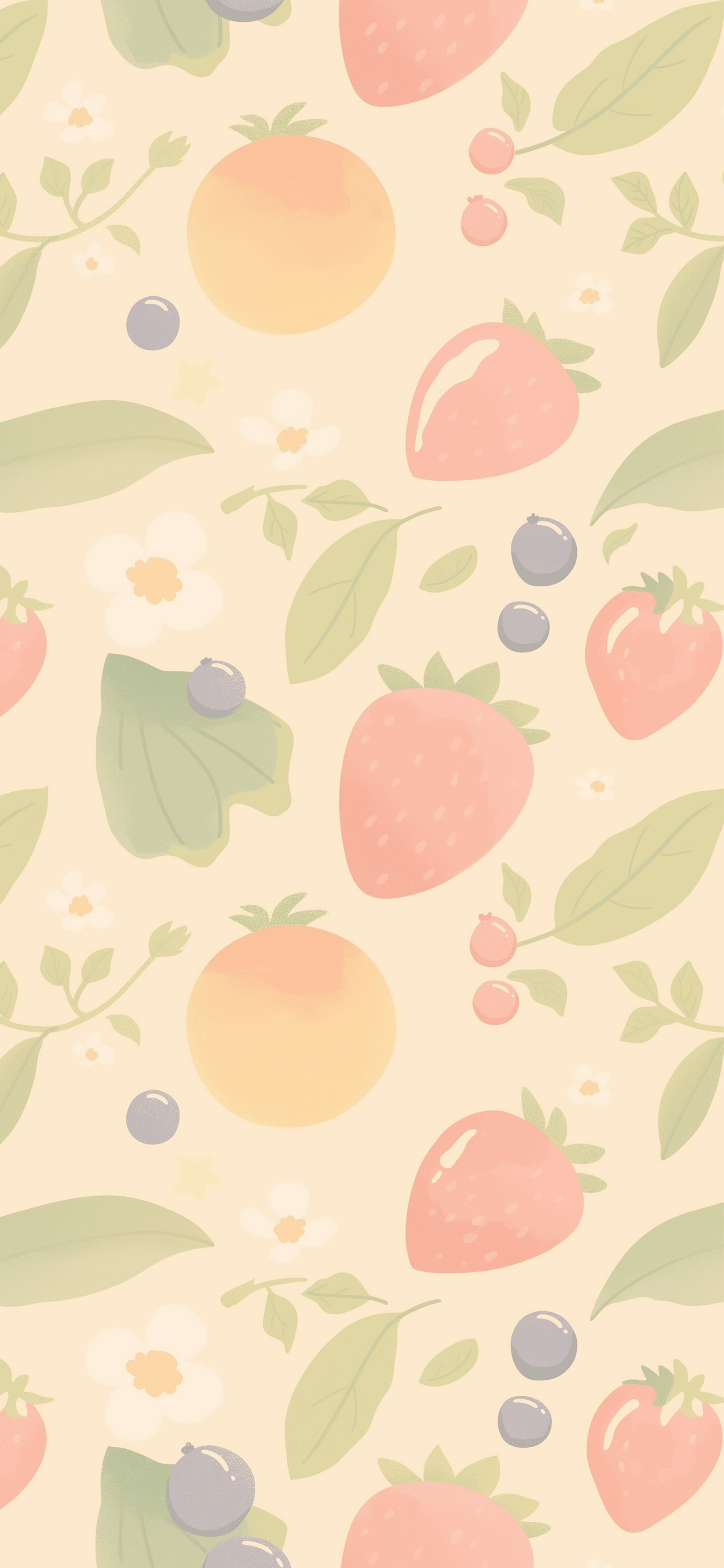 2000x4329 Kawaii Fruit Pattern Cute Aesthetic Wallpaper